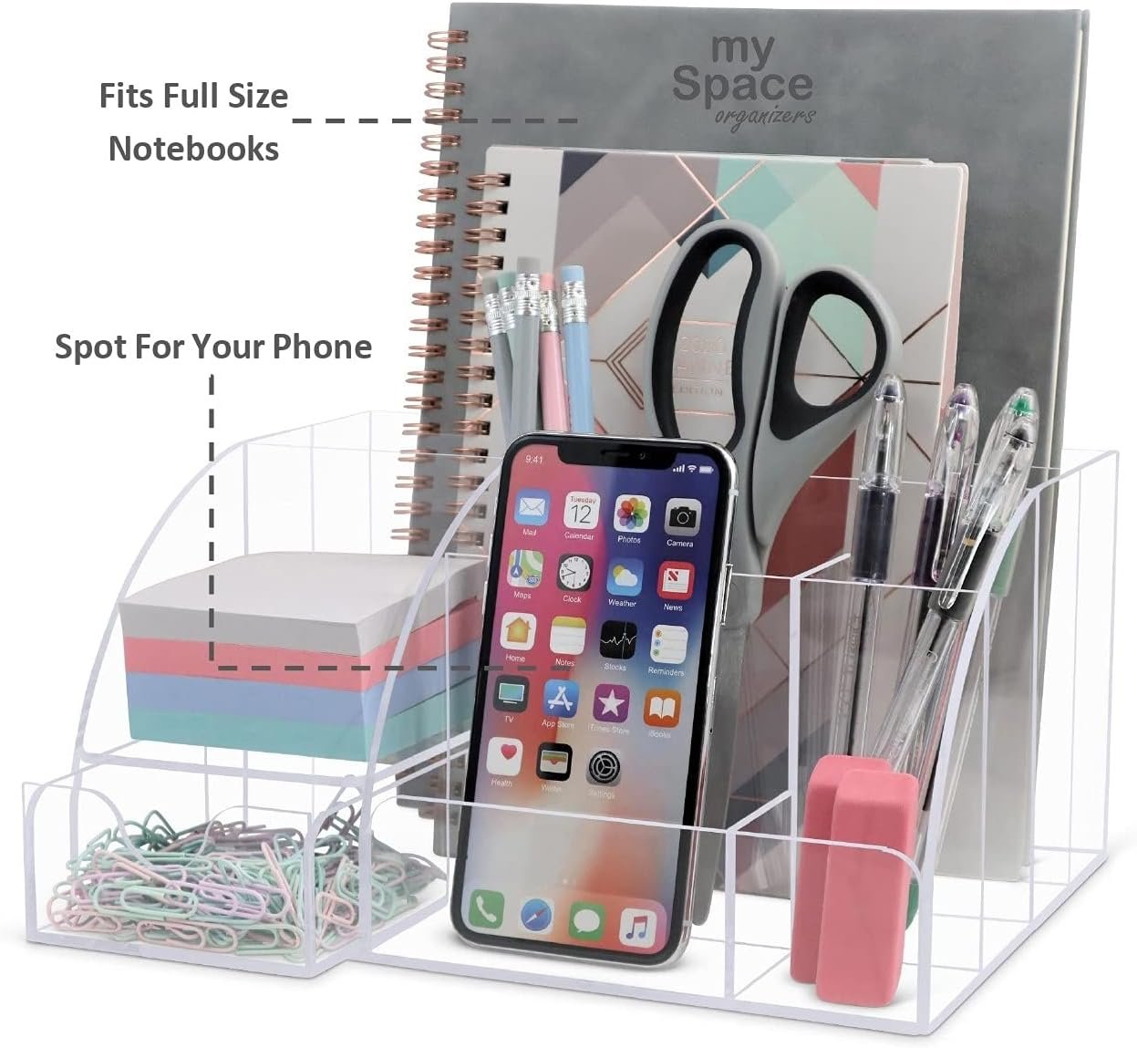oem odm clear acrylic desk oganizer, 9 compartments, office supplies and desk accessories organizer, home decor desktop organizer (clear) factory & wholesale supplier