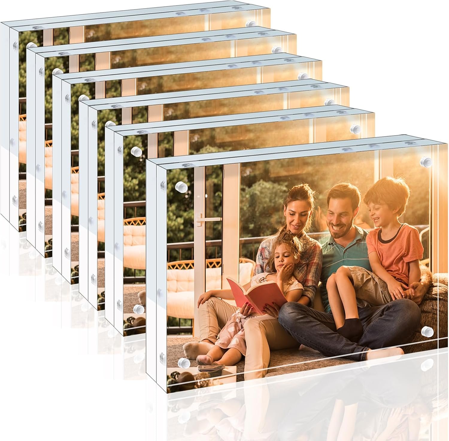 wholesale egofine 4x6 acrylic frames 6 pack, 20mm thicker frameless clear picture frames, double sided magnetic picture frames, free standing desktop display factory & supplier oem odm