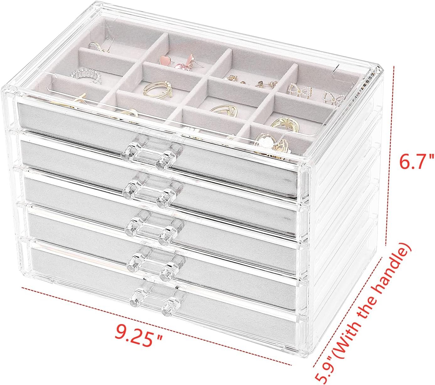 oem odm cq acrylic jewelry organizer with 5 drawers factory & wholesale supplier