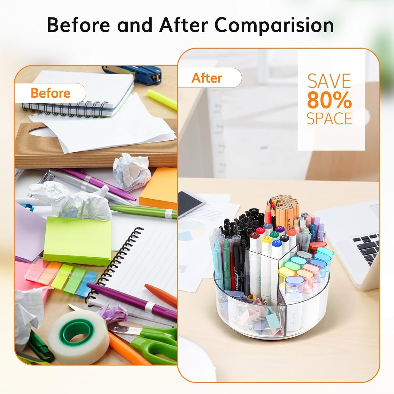 oem odm rotating pencil holder for desk, 5 slots 360-degree spinning acrylic pen holder for desk, marker holder caddy art supply organizer pen organizer for office home school factory & wholesale supplier