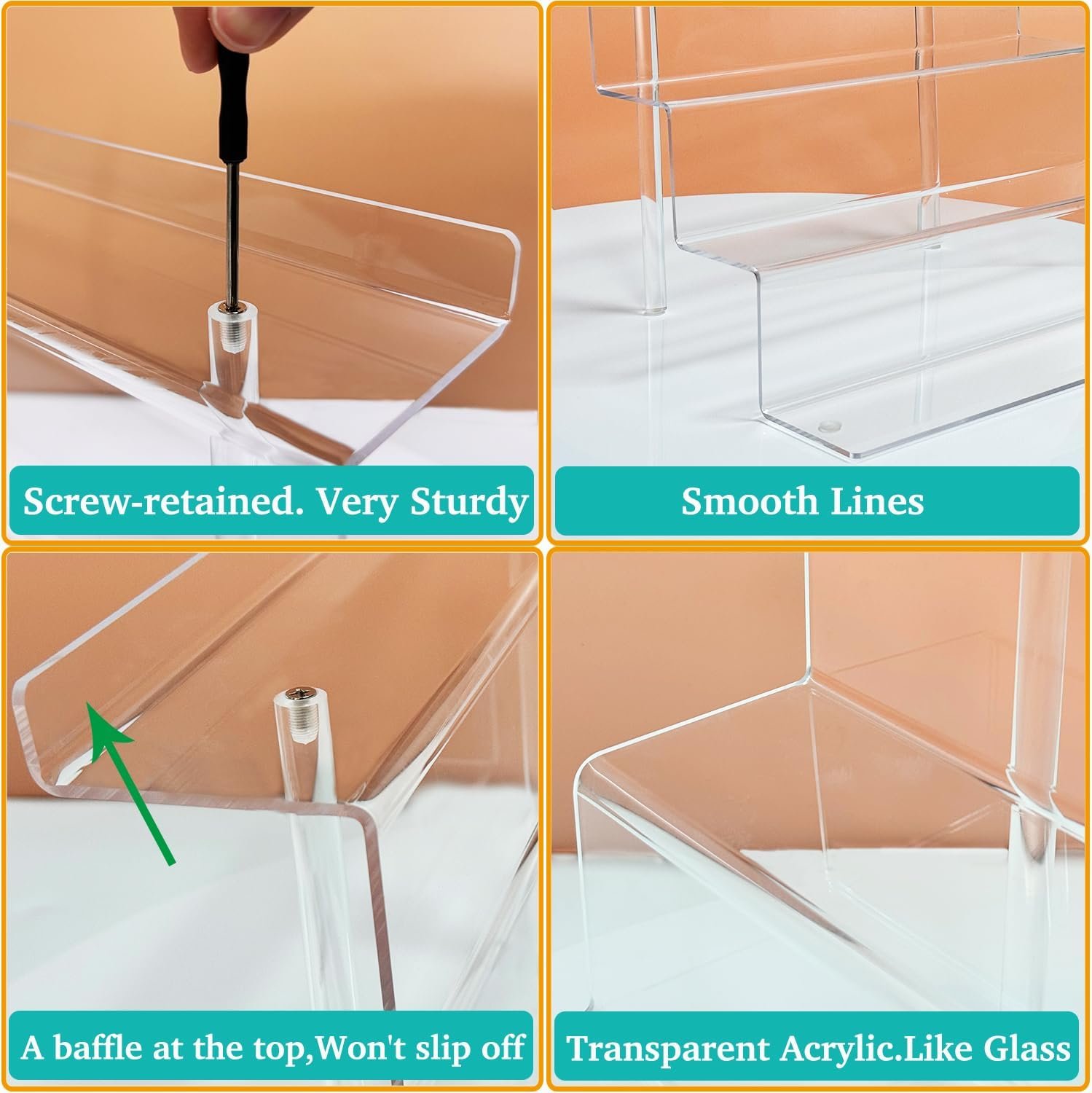 oem odm 2 pack 12 inch acrylic display risers - 4 tier shelf cupcake stand, clear perfume organizer, riser stand for figures, desserts & party decor factory & wholesale supplier