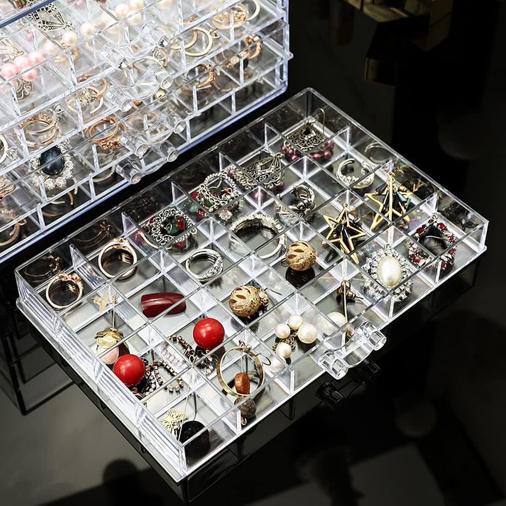 oem odm earring storage box organizer 3 drawers acrylic jewelry storage box holder transparent jewelry display stand with 72 small compartments gift for women girls (clear) factory & wholesale supplier