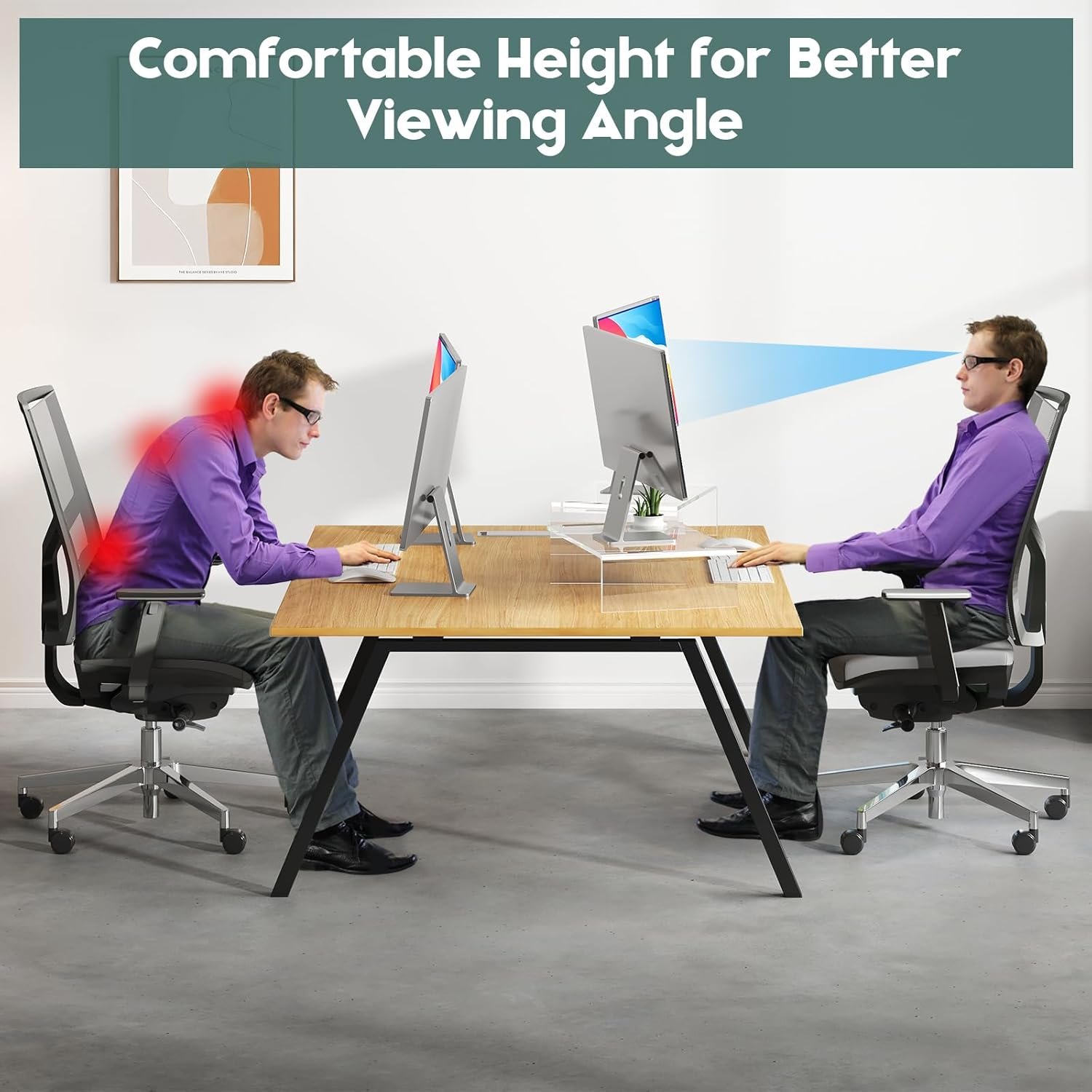 oem odm x-cosrack acrylic monitor stand riser,dual monitor stand with adjustable length and angle,3 shelf with anti-slip mat for laptop, computer, pc, printer,tv screen factory & wholesale supplier