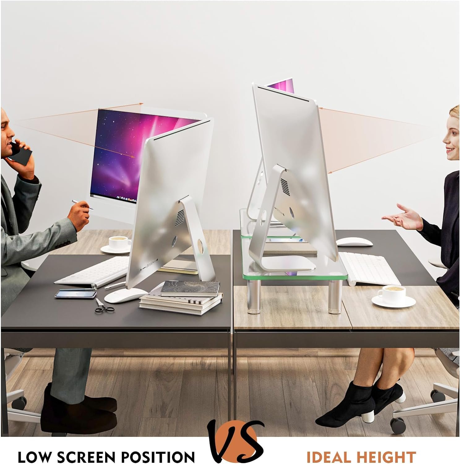 oem odm 2 pack computer monitor riser with height adjustable multi media desktop stand for flat screen lcd led tv, laptop/notebook/xbox one factory & wholesale supplier