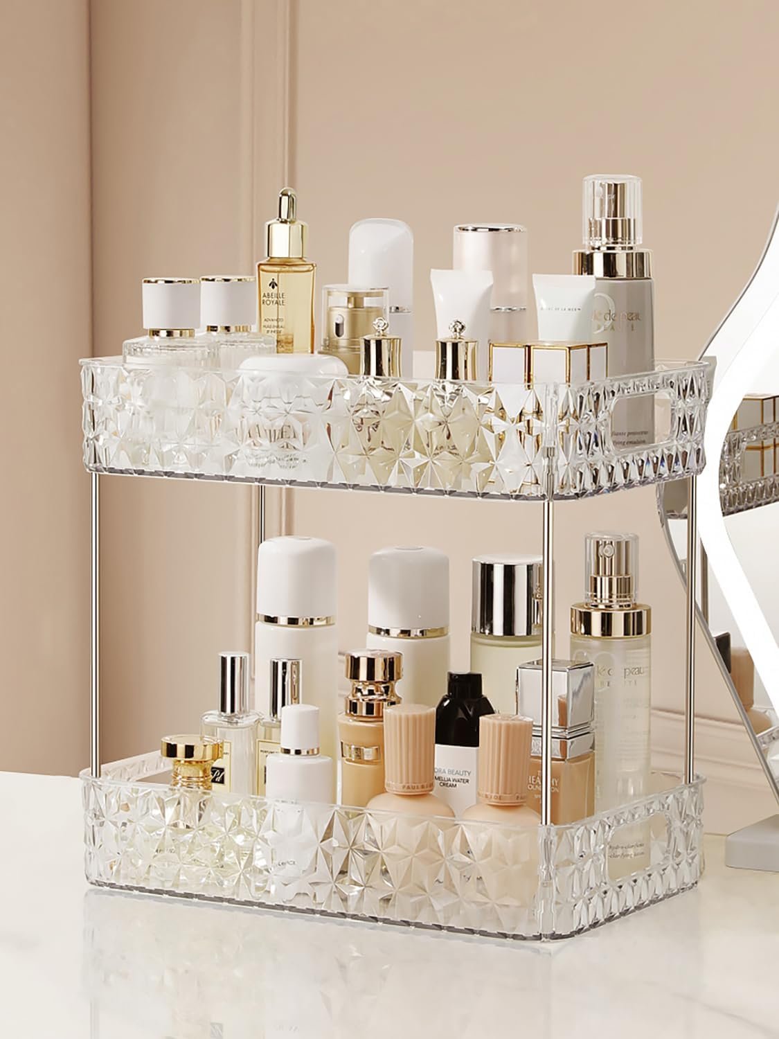 oem odm makeup organizer for vanity, high-capacity clear makeup storage perfume organizers,cosmetic display cases,bathroom countertop organizer(crystal clear, 2tier) factory & wholesale supplier