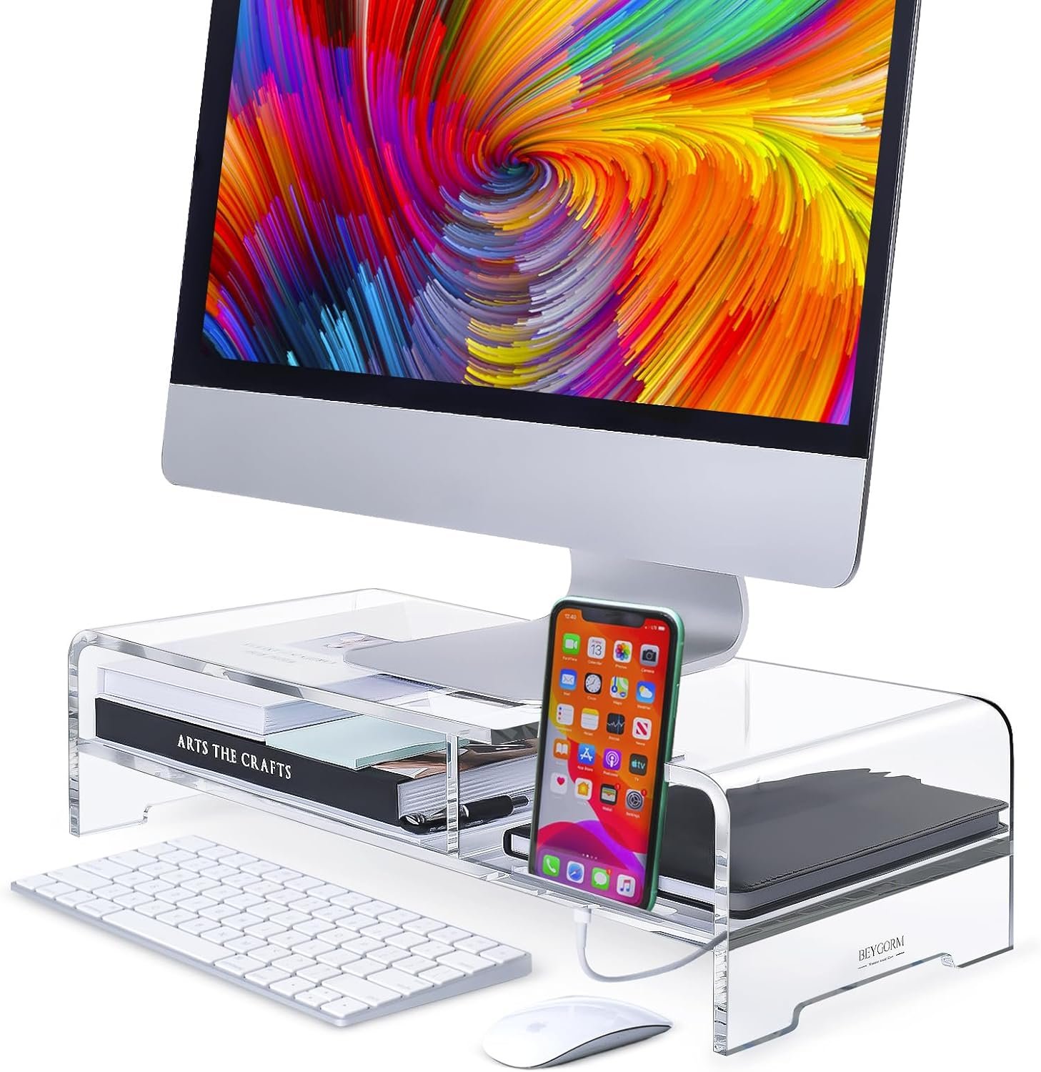 oem odm beygorm acrylic monitor stand riser, wide 20