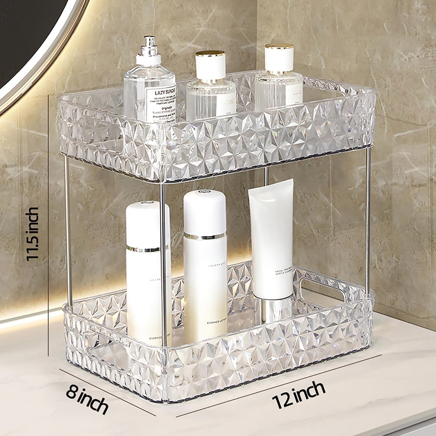 oem odm makeup organizer for vanity, high-capacity clear makeup storage perfume organizers,cosmetic display cases,bathroom countertop organizer(crystal clear, 2tier) factory & wholesale supplier