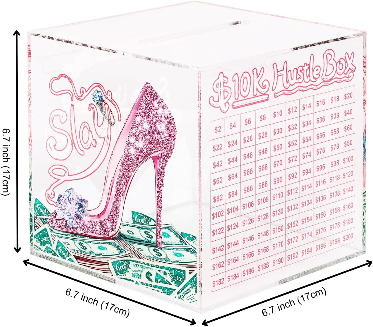 oem odm 10k smash box money saving challenge, clear acrylic piggy bank for adults, break to open cash vault, cash and coin collection box, size large (6.7 inch) factory & wholesale supplier