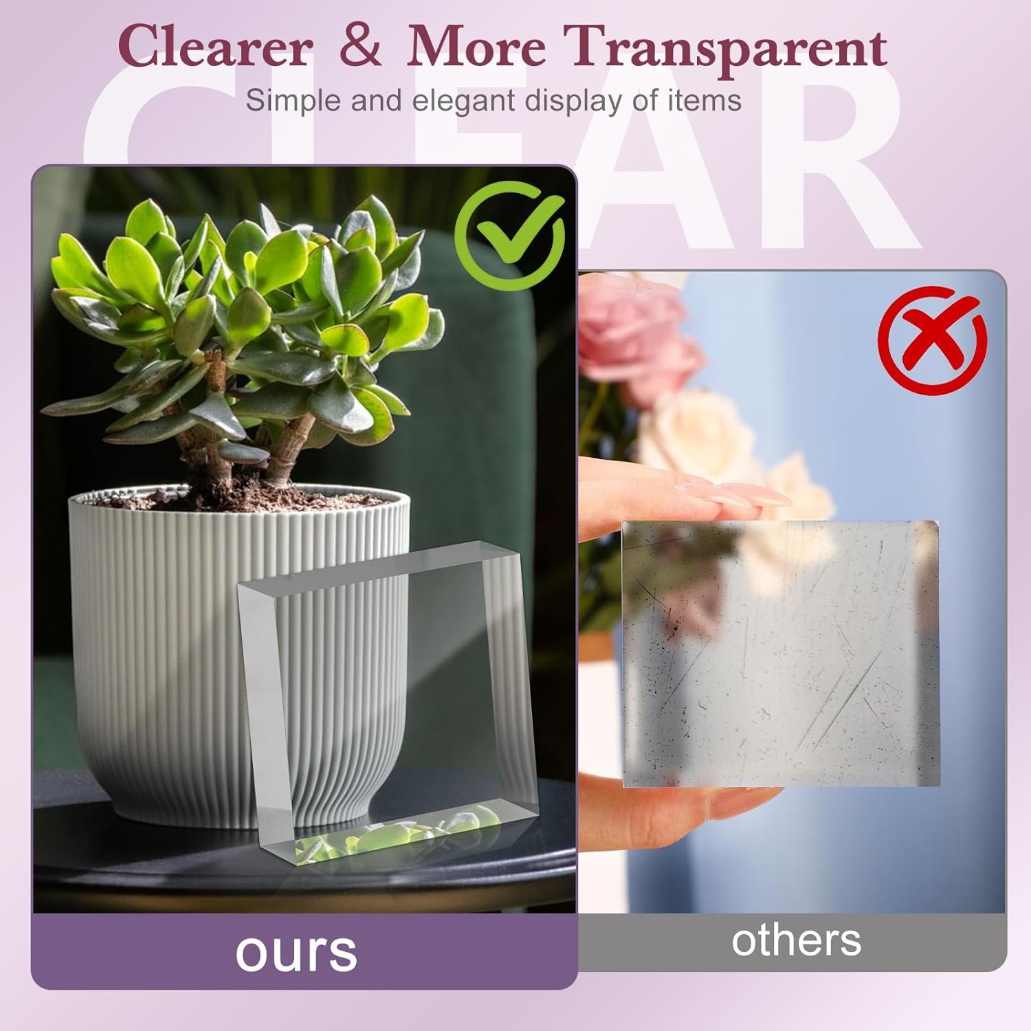 oem odm acrylic base stand 2 pieces acrylic blocks for display 4 x 4 x 1 inch clear polished block square cube riser display pedestal stands for jewelry perfume ring collection props cake factory & wholesale supplier