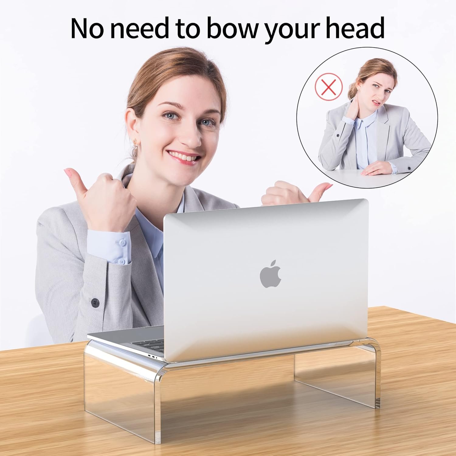 oem odm acrylic monitor stand riser clear laptop stand for desk acrylic monitor riser for desk accessories aesthetic laptop riser clear computer stand white office supplies for women essentials factory & wholesale supplier