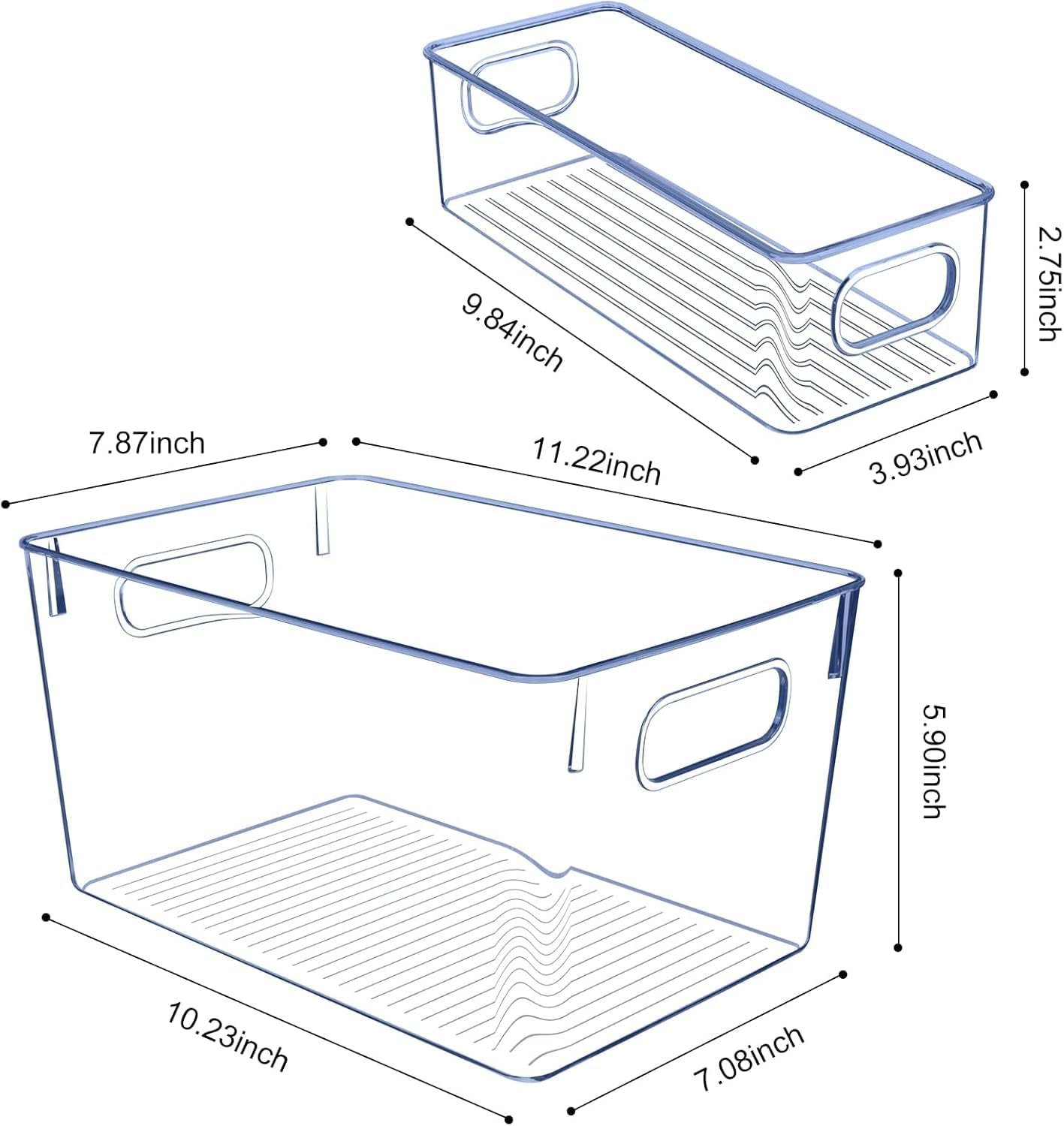 oem odm set of 8 clear plastic storage bins, pantry organization and storage, transparent, plastic, 4 small + 4 large factory & wholesale supplier