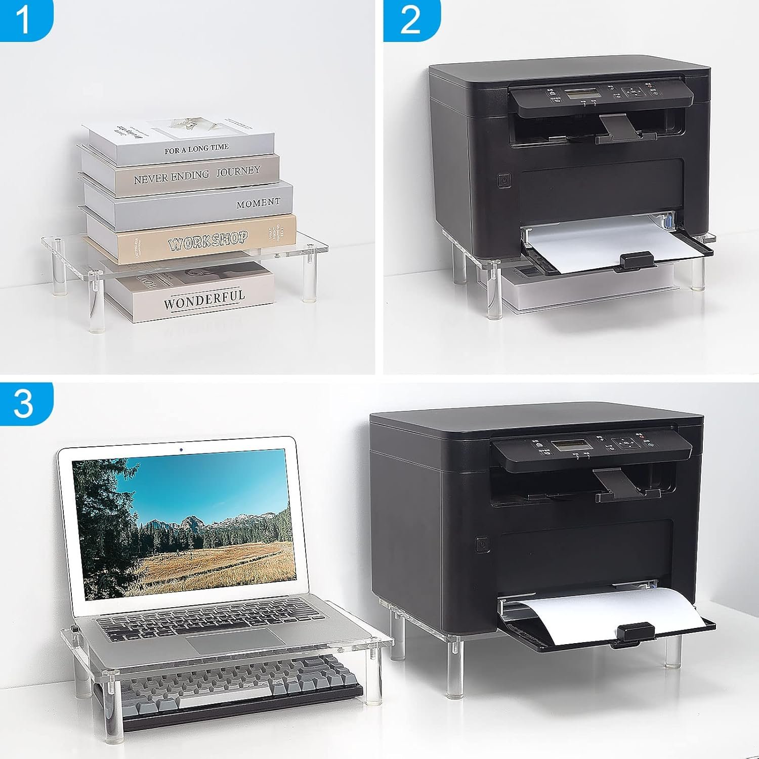 oem odm sumerflos clear acrylic monitor laptop stand, sturdy and save space computer laptop monitor riser stand for home office desktop universal stand with anti-slip pads factory & wholesale supplier