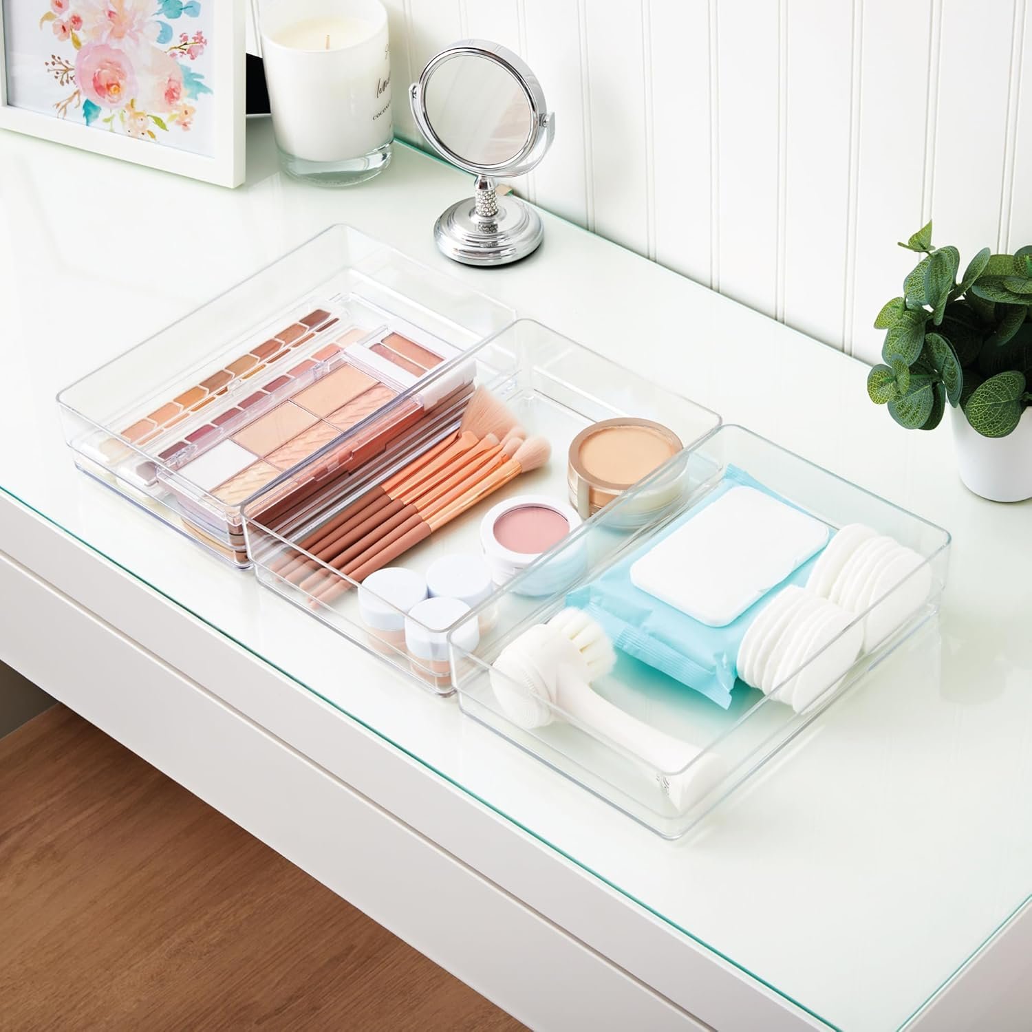 oem odm stori simplesort 3-piece stackable clear drawer organizer set | 9