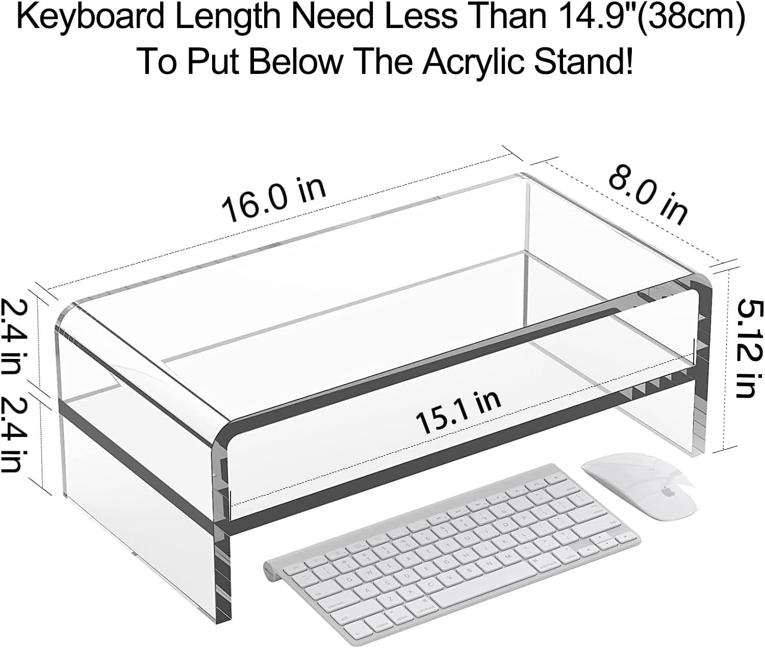 oem odm clear acrylic monitor stand riser 2 tier, 5.12 inches high clear computer desk organizer shelf for multi media pc storage laptop factory & wholesale supplier