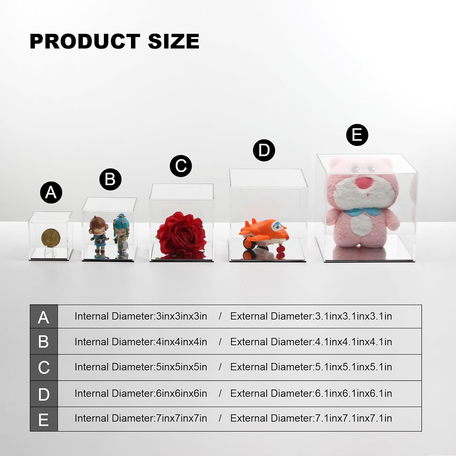 oem odm mirror acrylic box for collectibles display, countertop acrylic cube organizer stand storage boxes, small clear display box protection showcase for fossil coral crystals minerals, 3.1inch factory & wholesale supplier