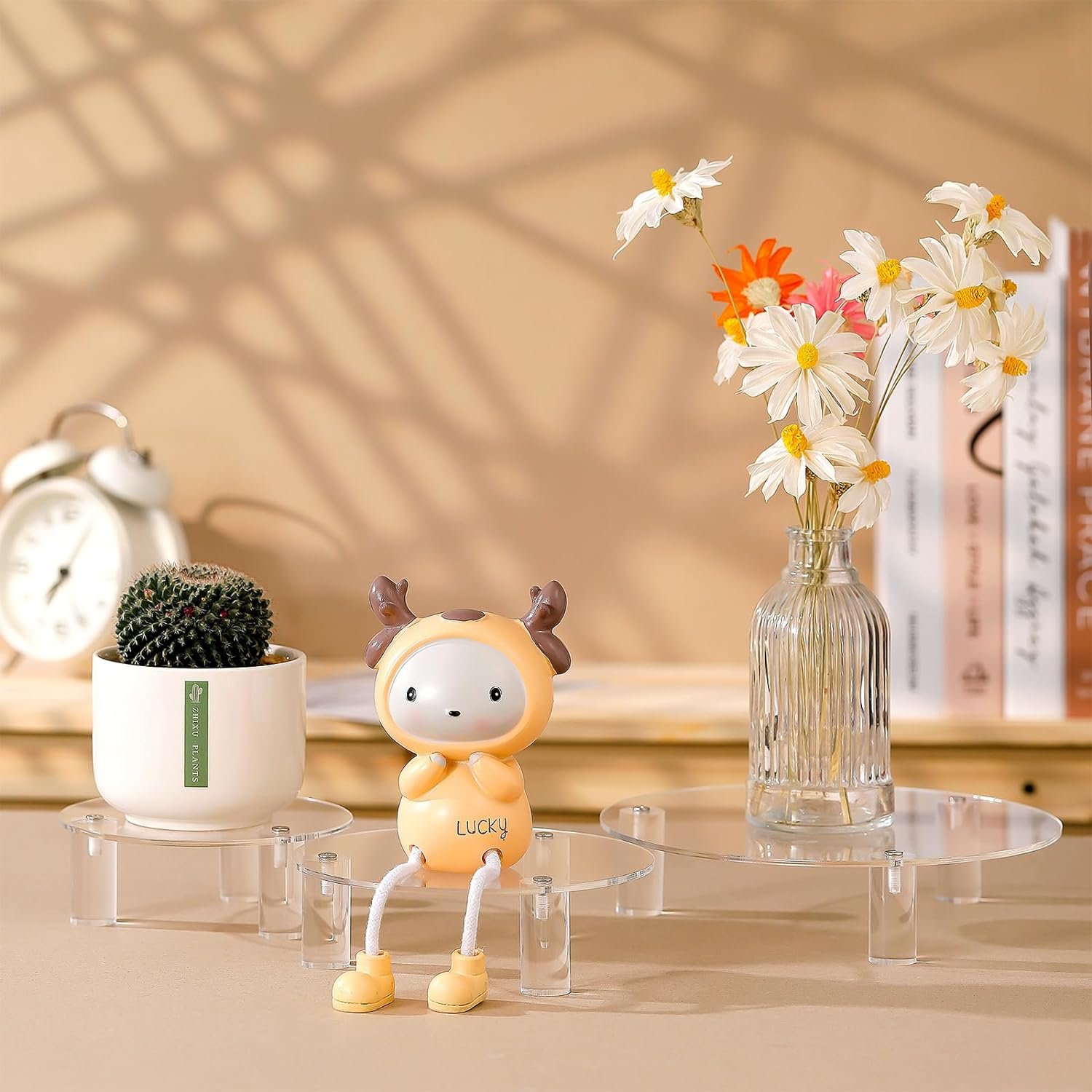 oem odm 3 pcs round acrylic display riser clear round stands clear pedestal riser board for home decor and organizer(5'',6'',8'') factory & wholesale supplier