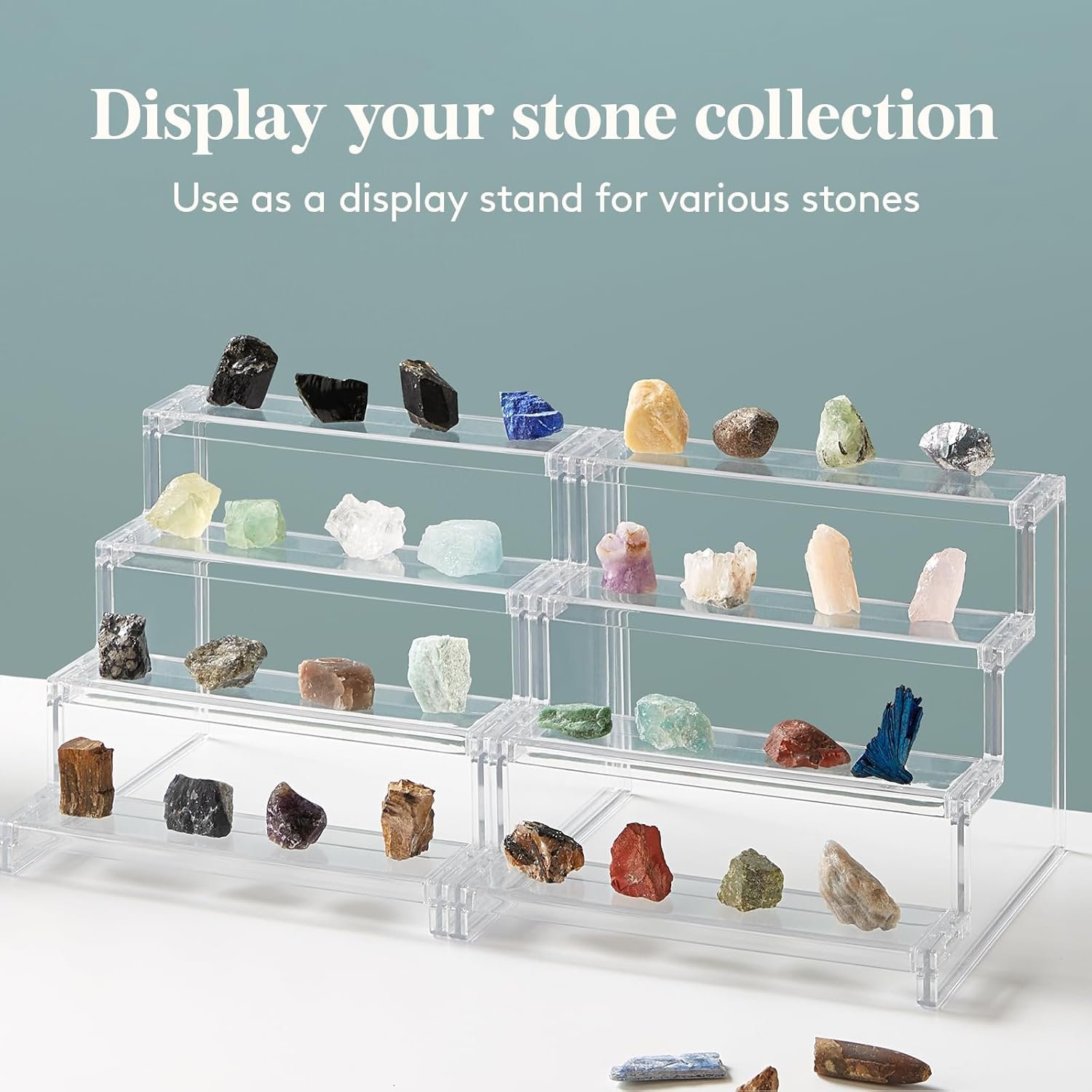 wholesale lifewit 4 tier clear display risers stand, 2 pack plastic risers for display, plastic organizers for figures, cupcake, perfume, dessert, desktop display stand for organize and decoration factory & supplier oem odm