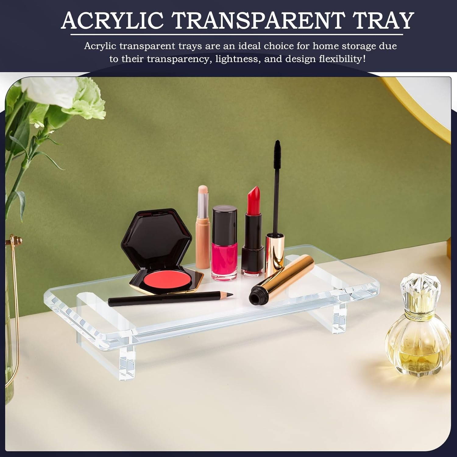 oem odm 2 pack acrylic bathroom counter tray stand | multi-purpose kitchen soap holder riser - waterproof stainproof vanity/candle/plant decor display base | durable home organization must-have (small) factory & wholesale supplier