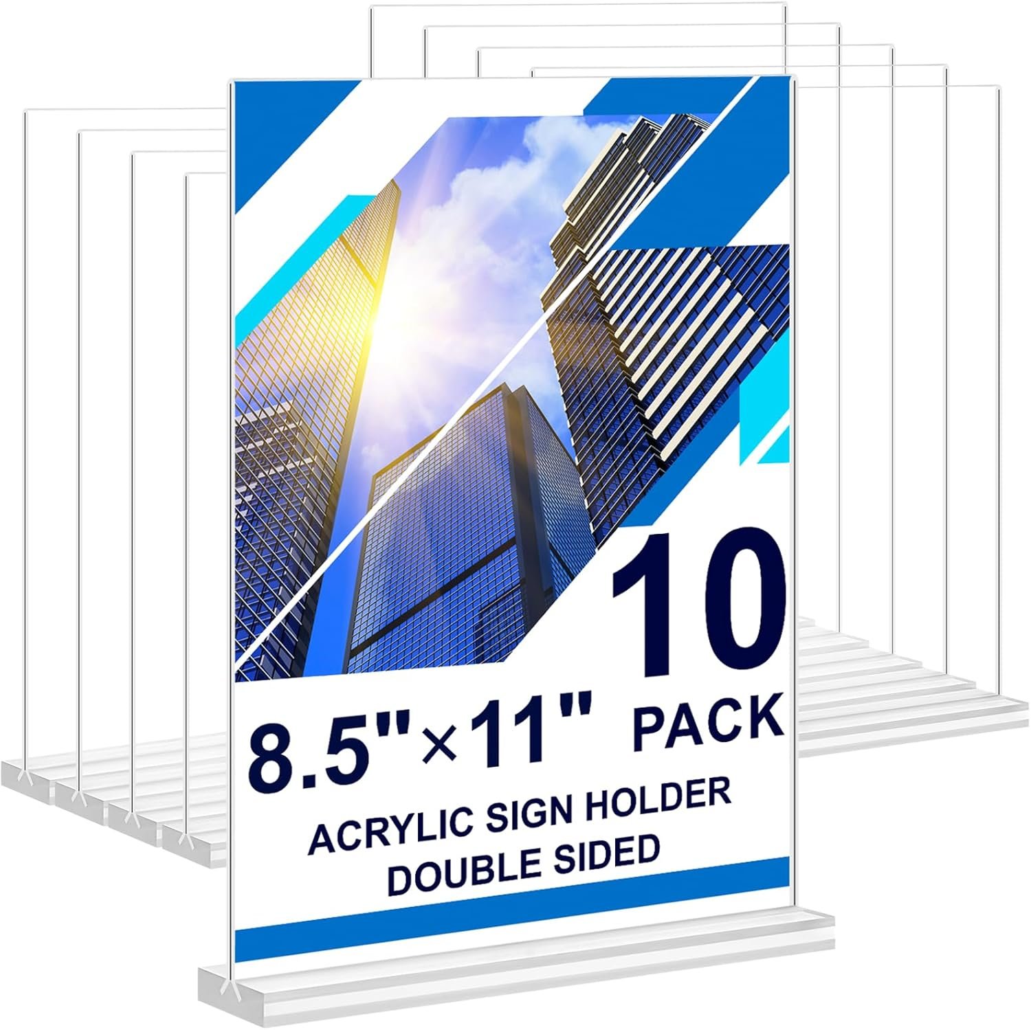 wholesale acrylic sign holder 8.5 x 11,10 pack clear sign holder double sided table menu vertical desktop display stand paper flyer holder tabletop sign holder suitable for restaurants, office, store, hotels factory & supplier oem odm
