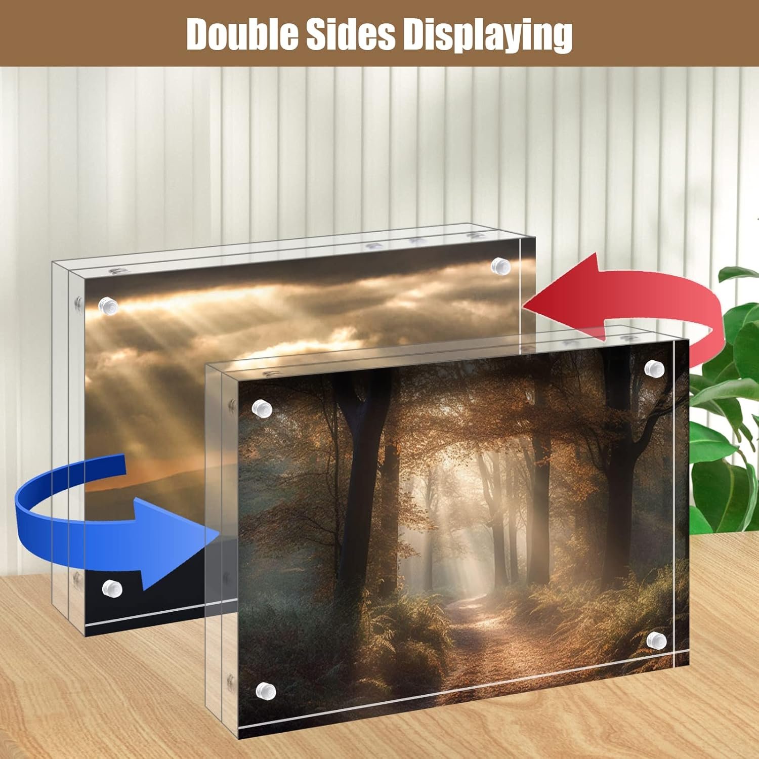 wholesale egofine 4x6 acrylic frames 6 pack, 20mm thicker frameless clear picture frames, double sided magnetic picture frames, free standing desktop display factory & supplier oem odm