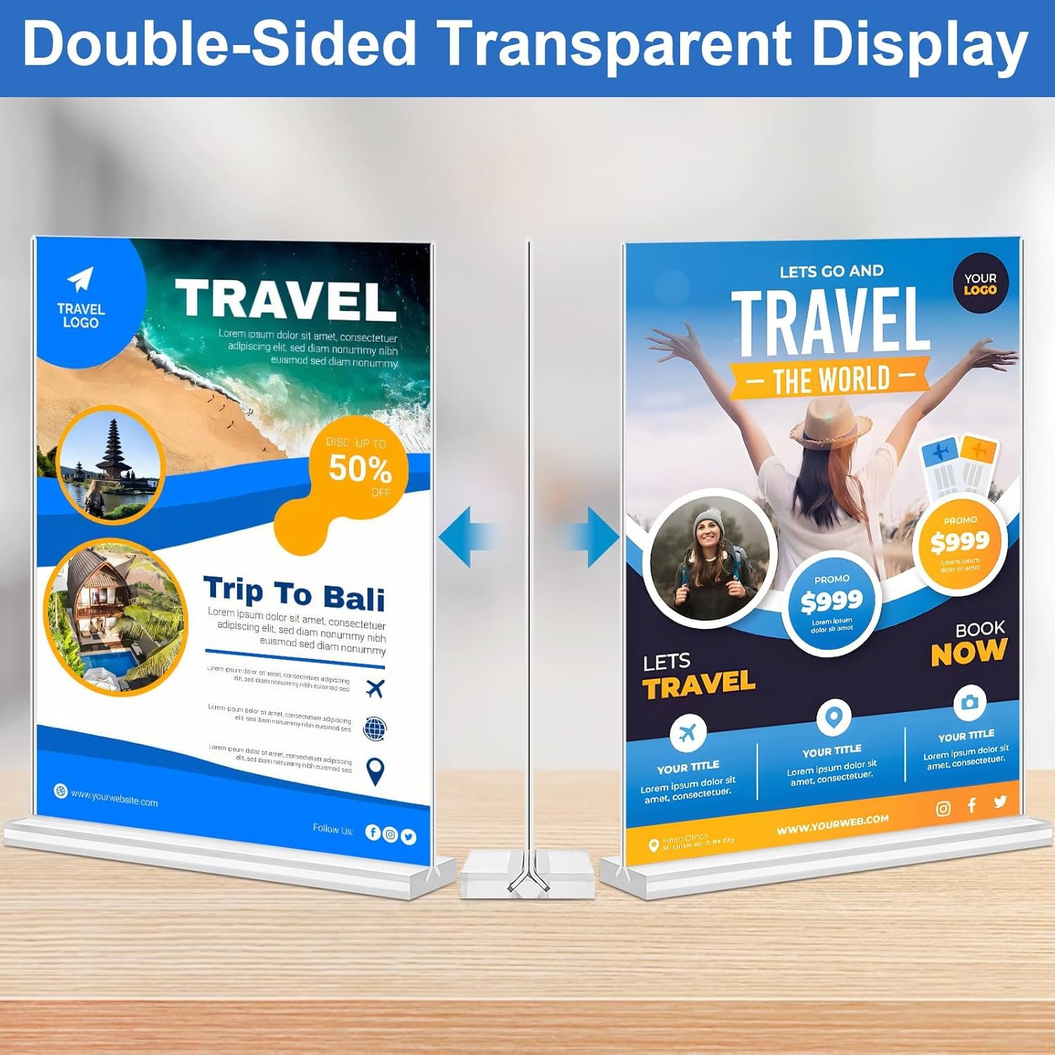 wholesale acrylic sign holder 8.5 x 11,10 pack clear sign holder double sided table menu vertical desktop display stand paper flyer holder tabletop sign holder suitable for restaurants, office, store, hotels factory & supplier oem odm