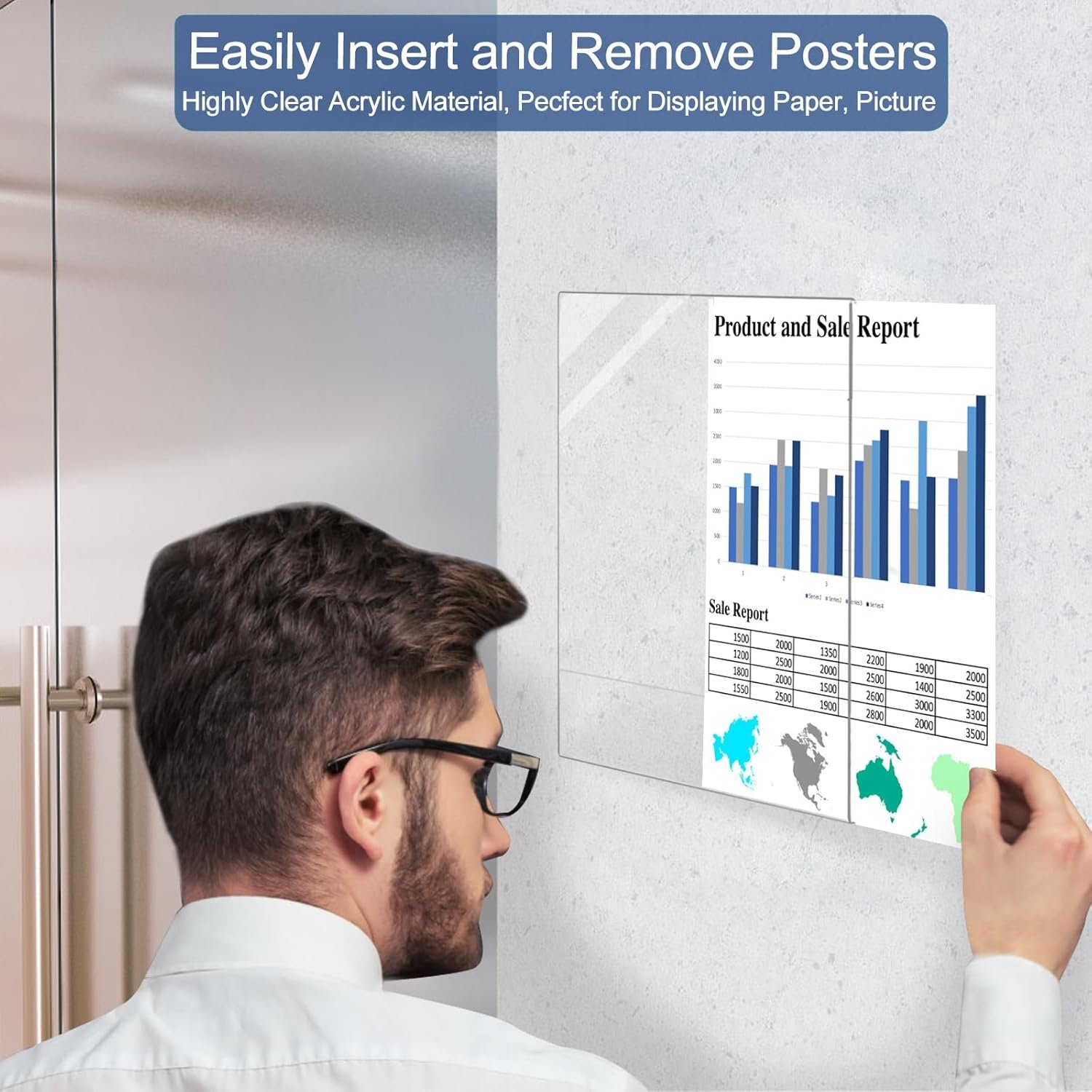 wholesale acrylic sign holder 8.5 x 11 wall mount, clear plastic paper sign display with tape, no drilling acrylic wall frame for office, home, store, restaurant (3 pack) factory & supplier oem odm