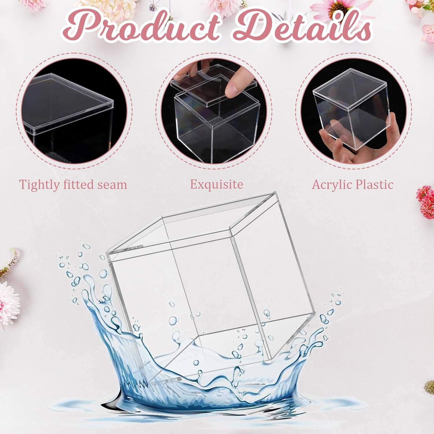 oem odm 12 pcs clear acrylic box with lid decorative plastic display box acrylic gift box tiny square box clear storage containers for home candy treats jewelry display 3 x 3 x 3 inch factory & wholesale supplier