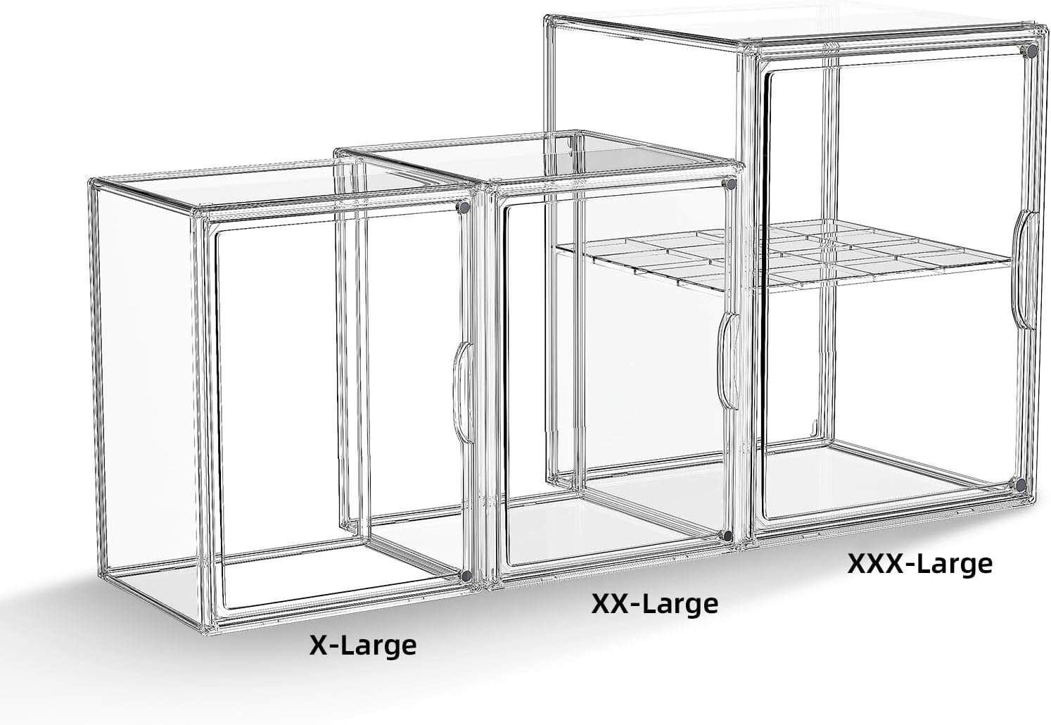 oem odm clear acrylic display case, super large stackable storage bins magnetic attraction lids, acrylic box with compartment divider for collectibles, figures, cosmetic, purse, handbag, wallet, 1 pack factory & wholesale supplier