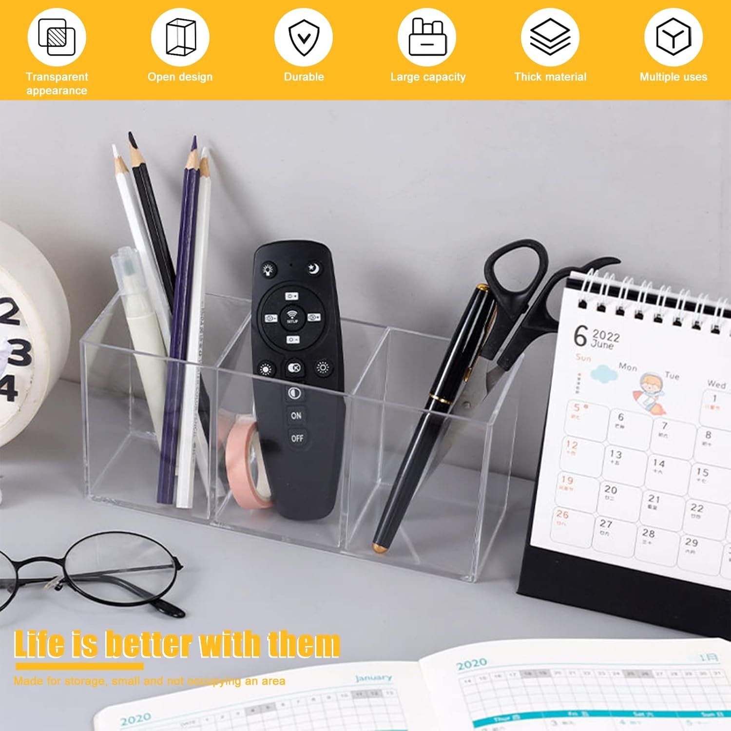 oem odm clear makeup brush organizer,acrylic cosmetic brushes storage holder with 3 slots,pencil pen holder for desk,desk organizer and accessories for vanity factory & wholesale supplier