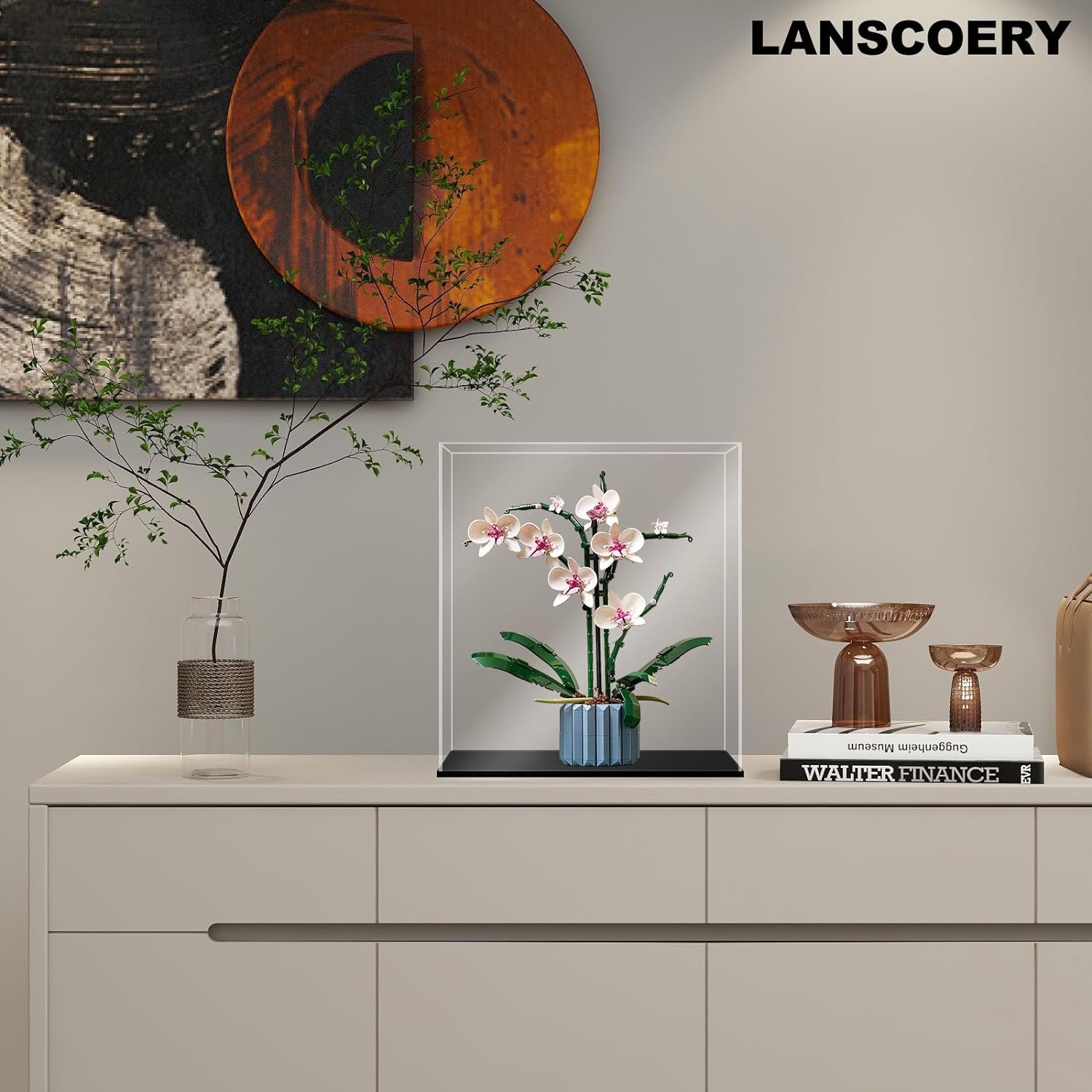oem odm lanscoery acrylic display case, assemble small showcase display box for collectibles, with dustproof & seamless display design, suitable for baseball 4x4x4inch black base factory & wholesale supplier