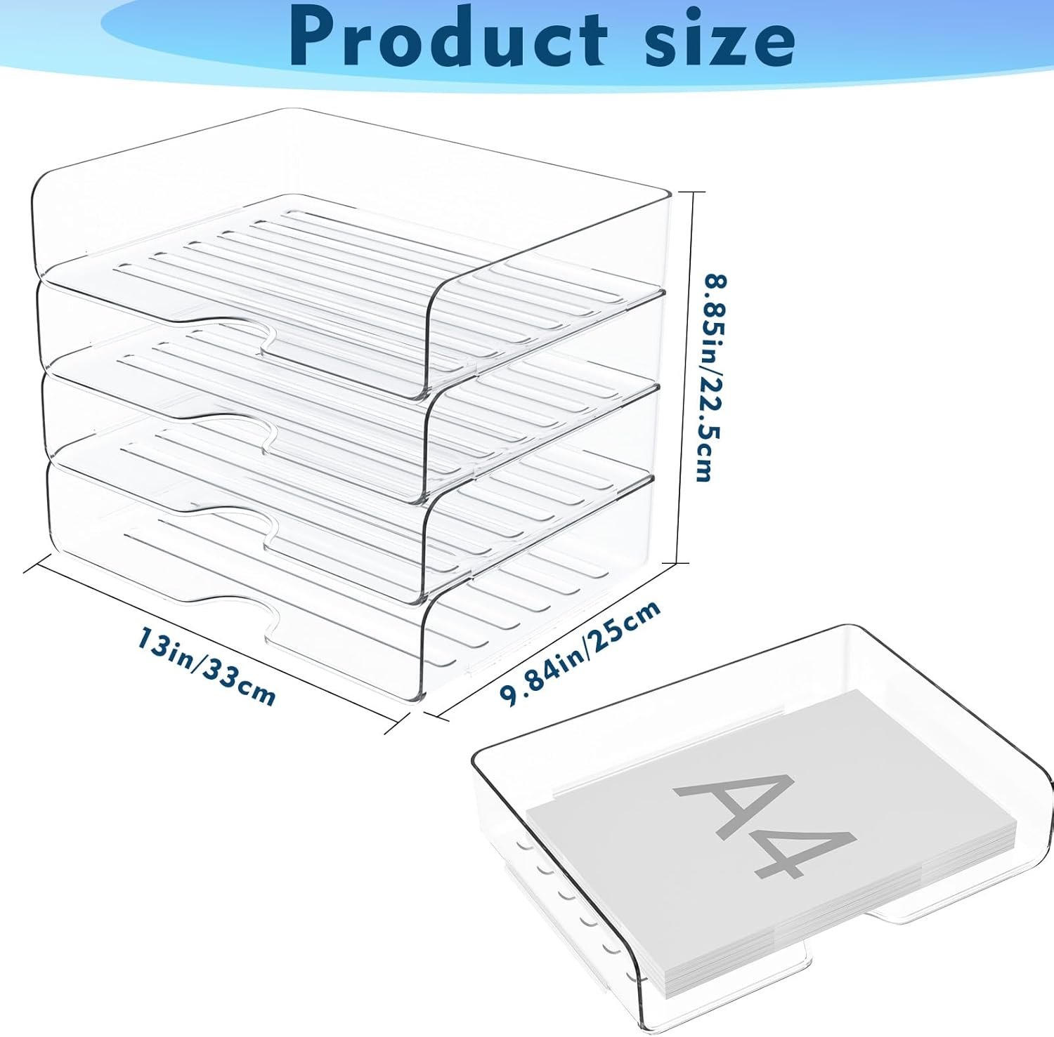 oem odm paper organizer letter tray, 4 pack acrylic stackable desk file organizer,clear office organizer for file paper, ipad, letter, a4 office file, books, notes, etc factory & wholesale supplier