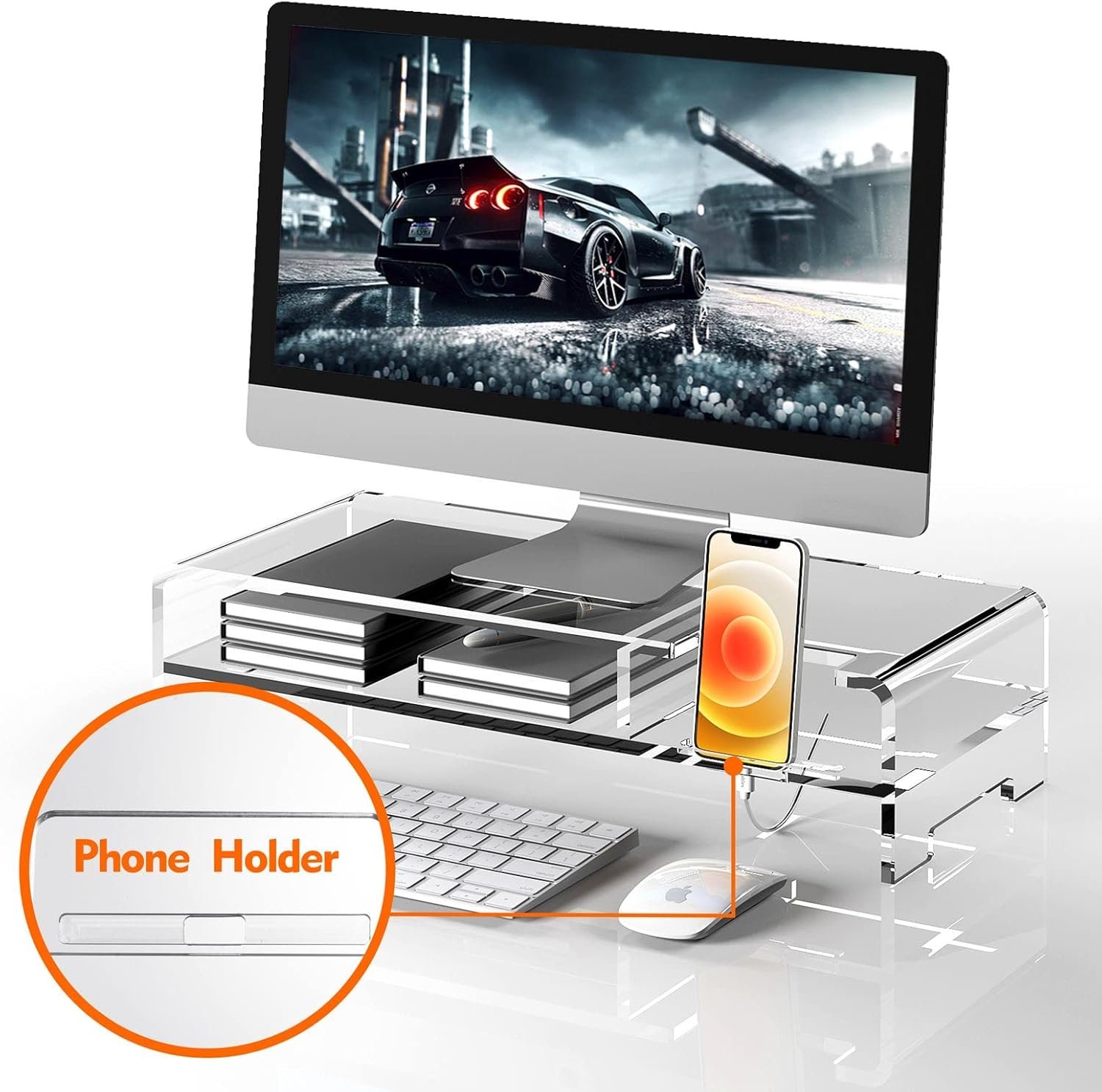 oem odm beygorm acrylic monitor stand riser, wide 20