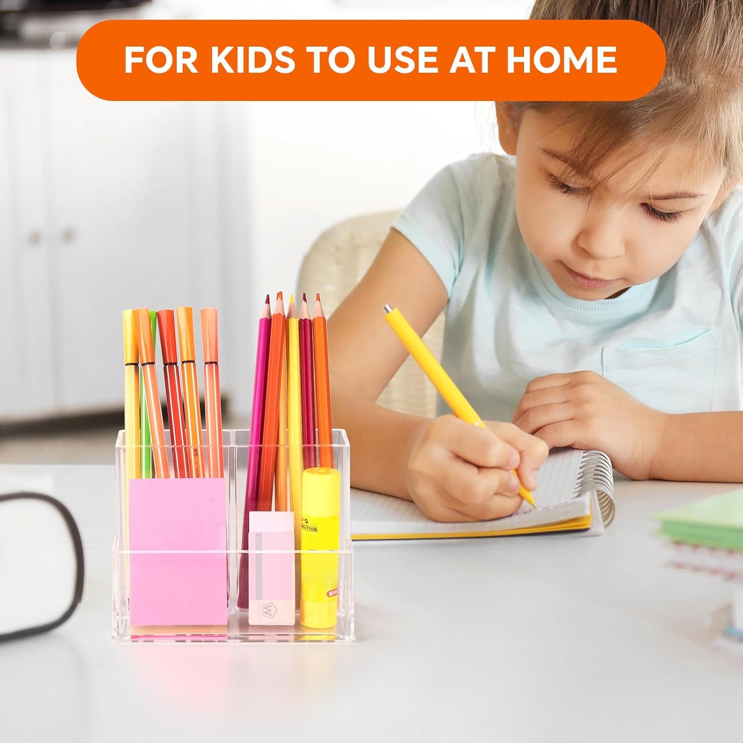 oem odm pen holder for desk, clear acrylic pencil holder for desk, marker holder with 3 compartments, pencil organizer for home, office, classroom, bathroom factory & wholesale supplier