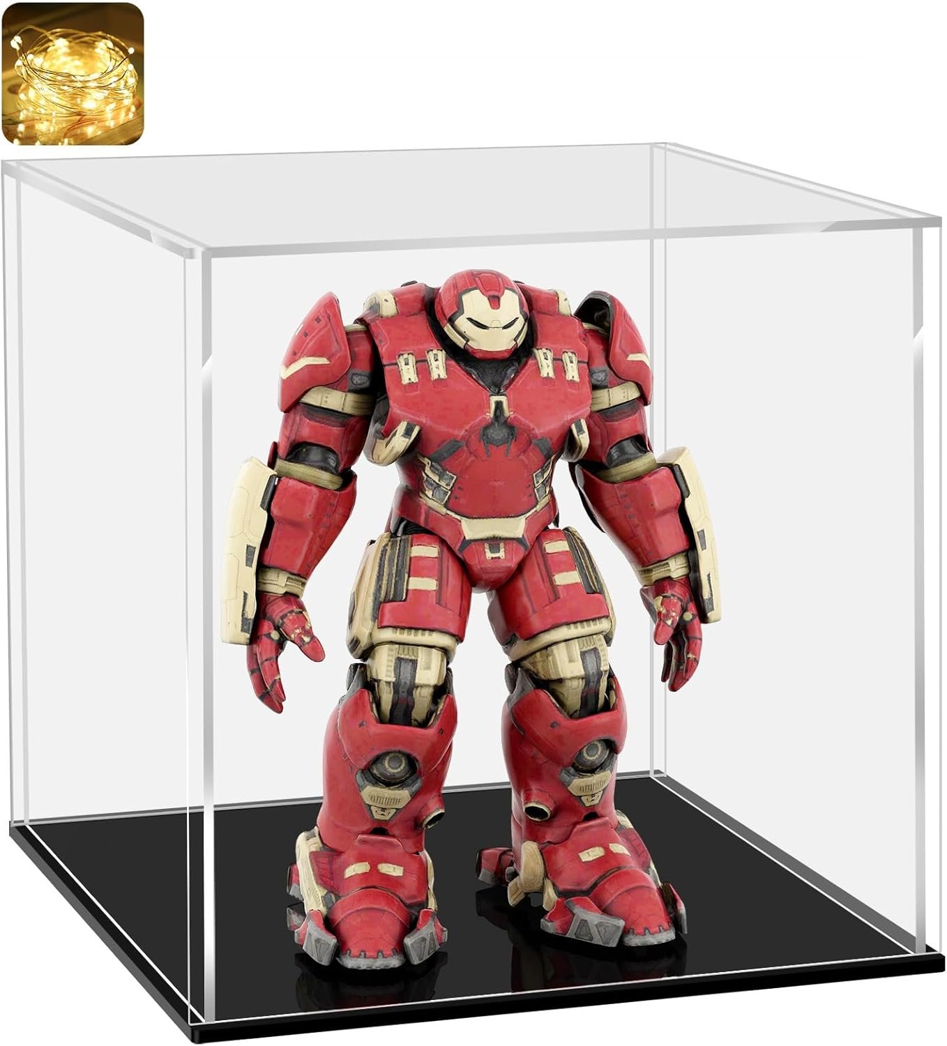 oem odm lanscoery acrylic display case, assemble small showcase display box for collectibles, with dustproof & seamless display design, suitable for baseball 4x4x4inch black base factory & wholesale supplier