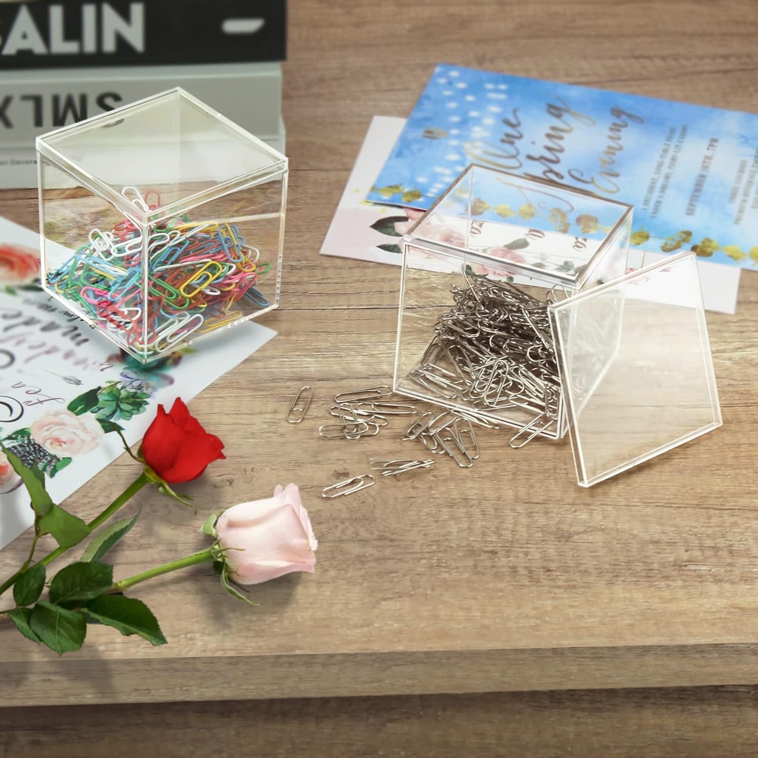 oem odm acrylic boxes for display, 3.3x3.3x3.3 inches 4 pack clear plastic favor boxes, small square cube storage containers for candy, jewelry, pill and tiny items factory & wholesale supplier