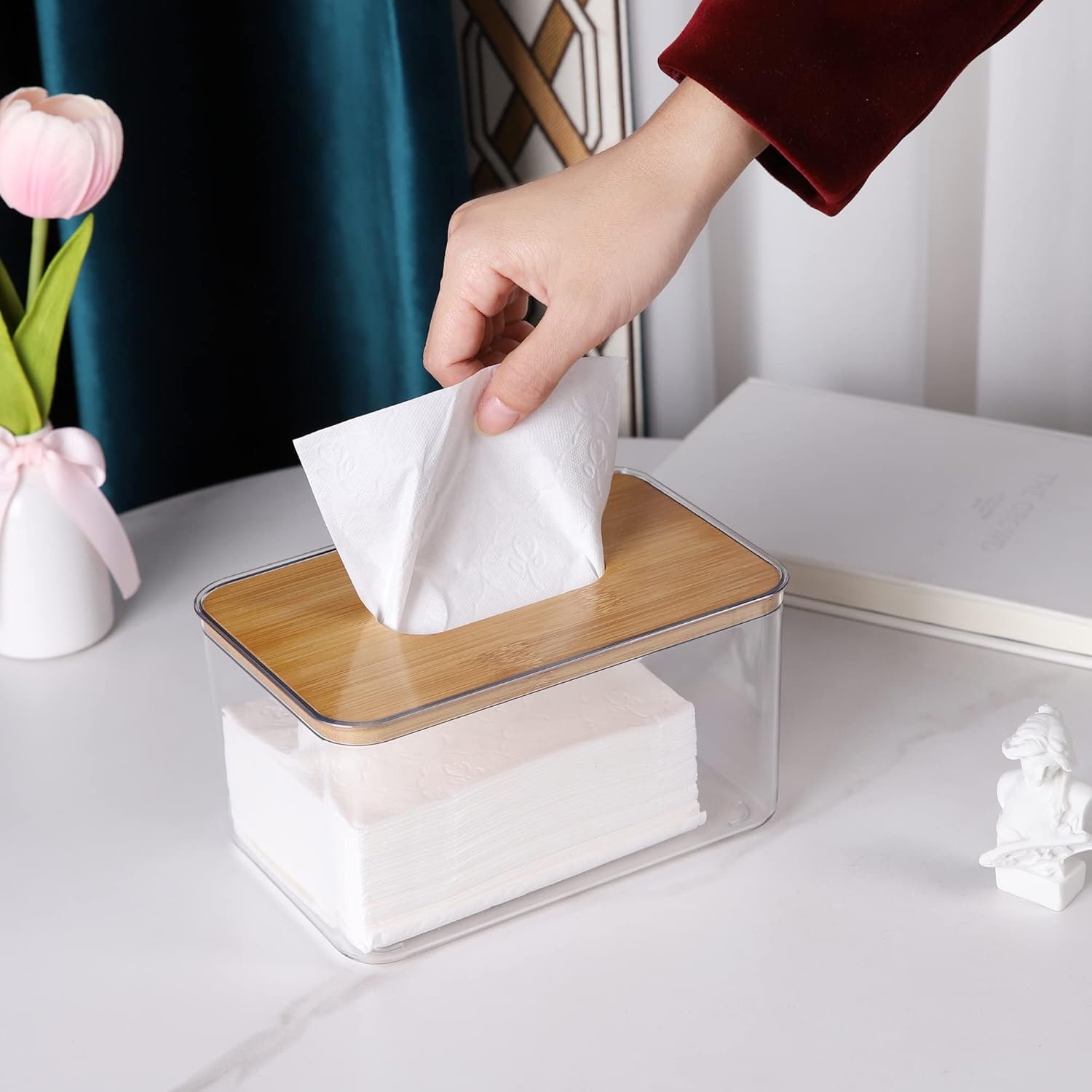 oem odm acrylic tissue box, acrylic dryer sheet holder for laundry room, table clear dryer sheet dispenser rectangular factory & wholesale supplier