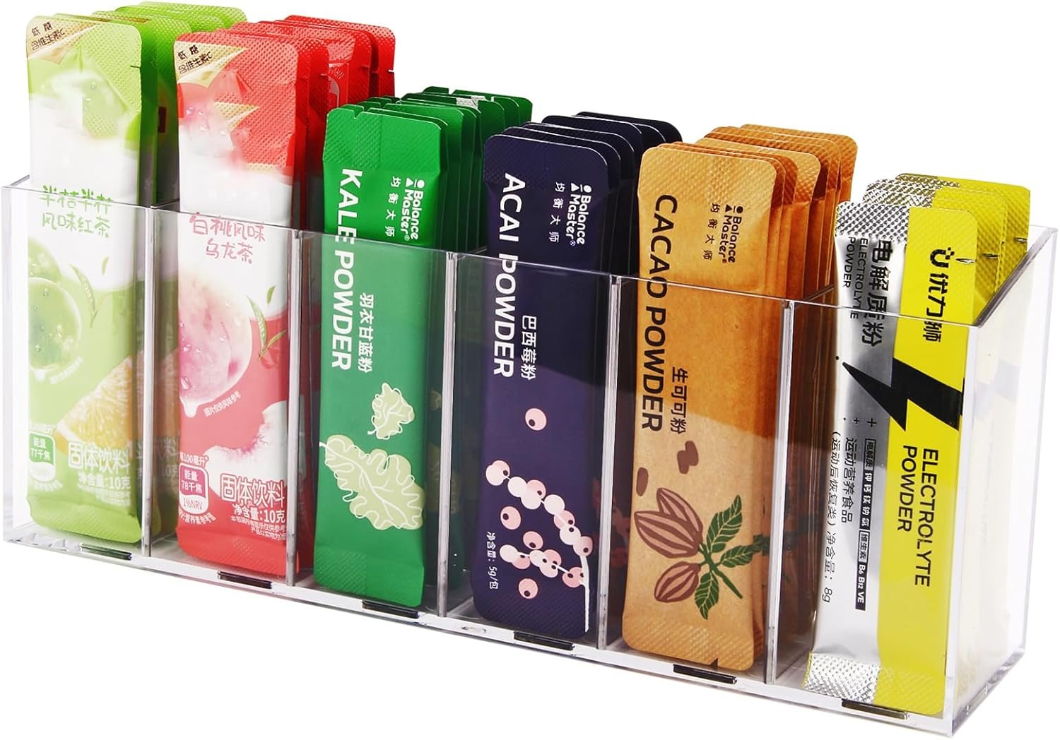 oem odm drink packet organizer, acrylic water packet organizer flavor storage basket for kitchen organizers and storage clear factory & wholesale supplier