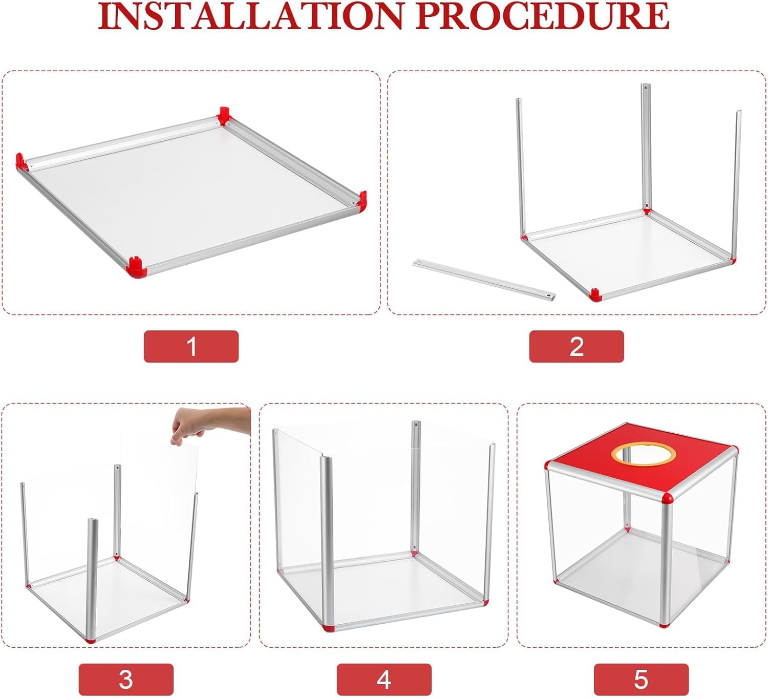 oem odm 1pc clear acrylic donation boxes raffle ballot box metal dedication box suggestion storage box red donation box for voting charity contests factory & wholesale supplier