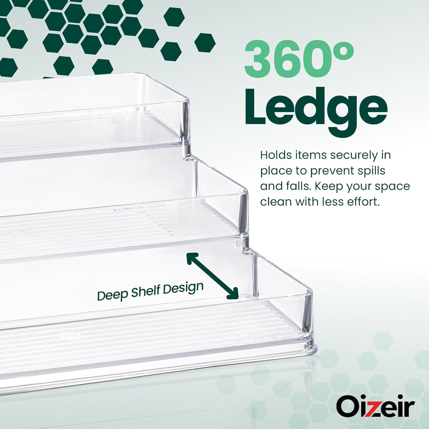 oem odm oizeir clear spice rack (2-pack) – 3-tier acrylic organizer for cabinet – deep spice shelf – 10.4 x 9.6 x 4 inches – holds seasoning and condiments factory & wholesale supplier