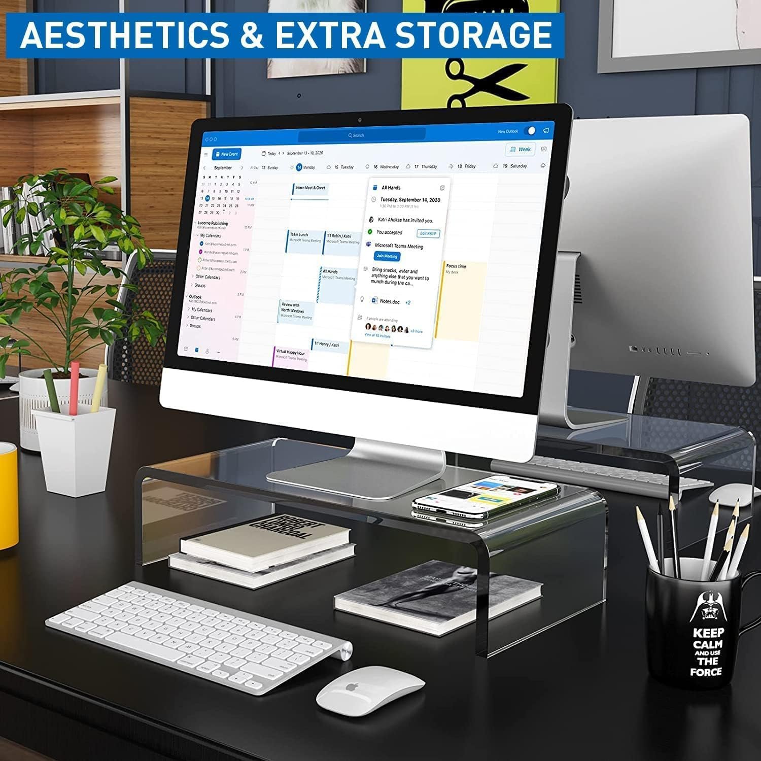 oem odm clear acrylic monitor stand riser 1 tier, 4 inches high clear computer desk organizer shelf for multi media pc storage laptop factory & wholesale supplier
