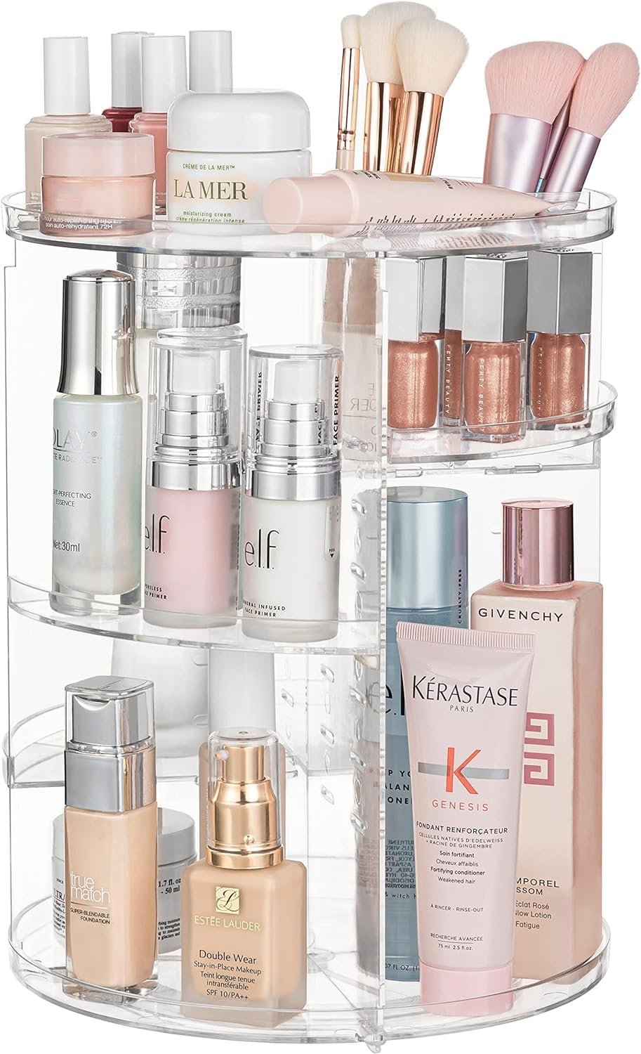 oem odm hblife 360 rotating makeup organizer adjustable carousel large capacity revolving perfume organizer skincare organizers cosmetic storage spinning holder for vanity, clear factory & wholesale supplier