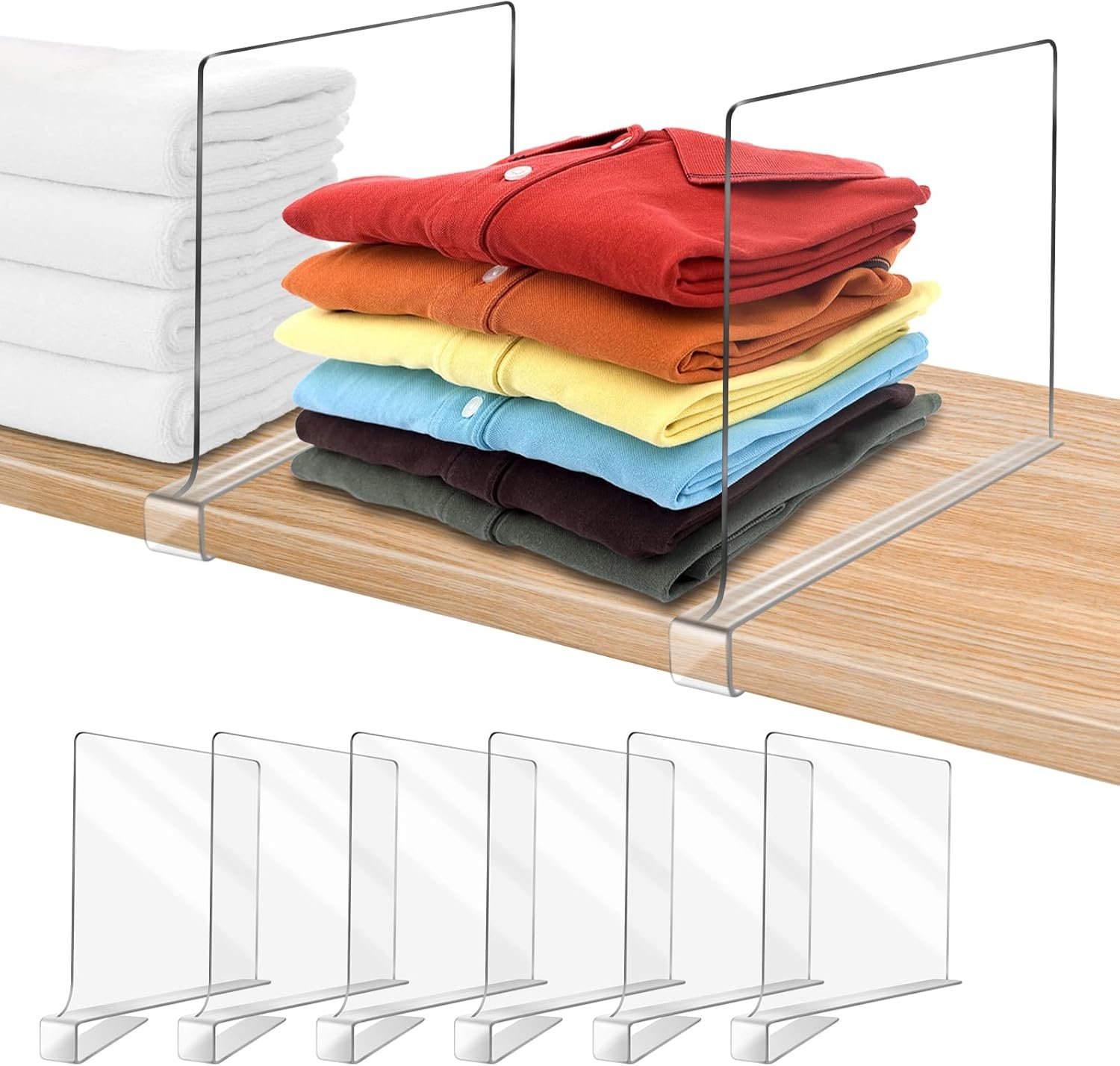 oem odm acrylic shelf dividers for closet organization 6pcs closet shelf divider closet dividers for shelves shelf organizer for closet shelf organizer for wood closet separator clear factory & wholesale supplier