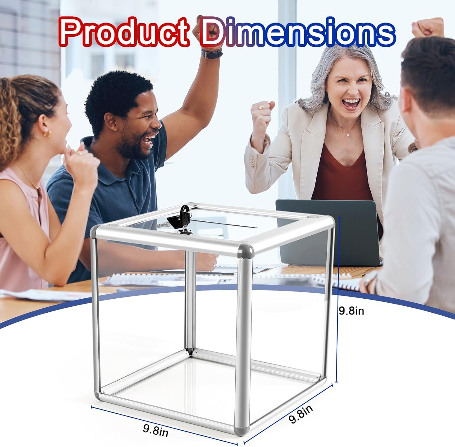 oem odm large donation box with lock, acrylic ballot box with slot 10 x 10 x 10 inch, suggestion box with lock cash storage container for fundraising voting charity contest tip factory & wholesale supplier