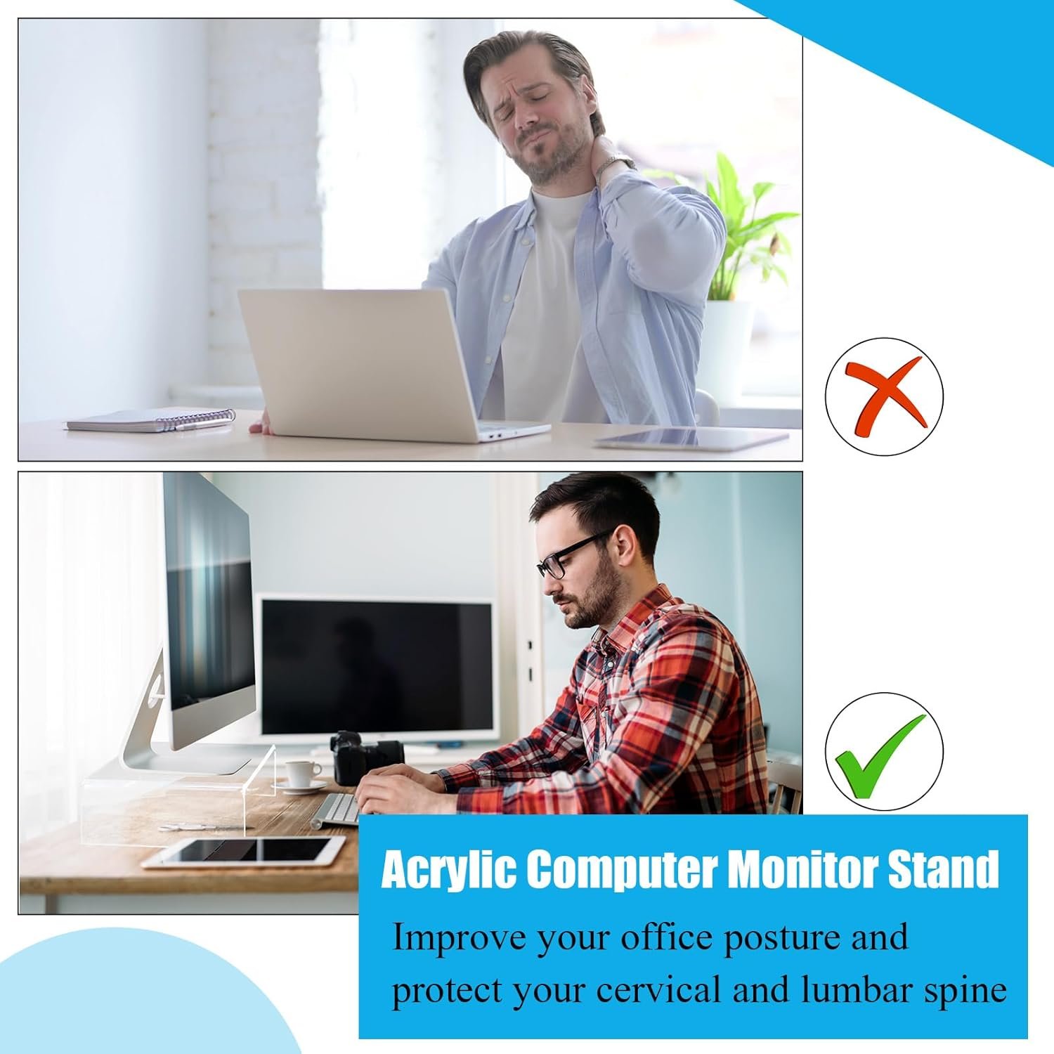 oem odm jetec 2 pcs acrylic monitor stand desktop video acrylic monitor riser desk shelf computer stand for laptop tv computer screen desk organizer teacher's day supplies (clear, 12 x 8 x 3 inch) factory & wholesale supplier