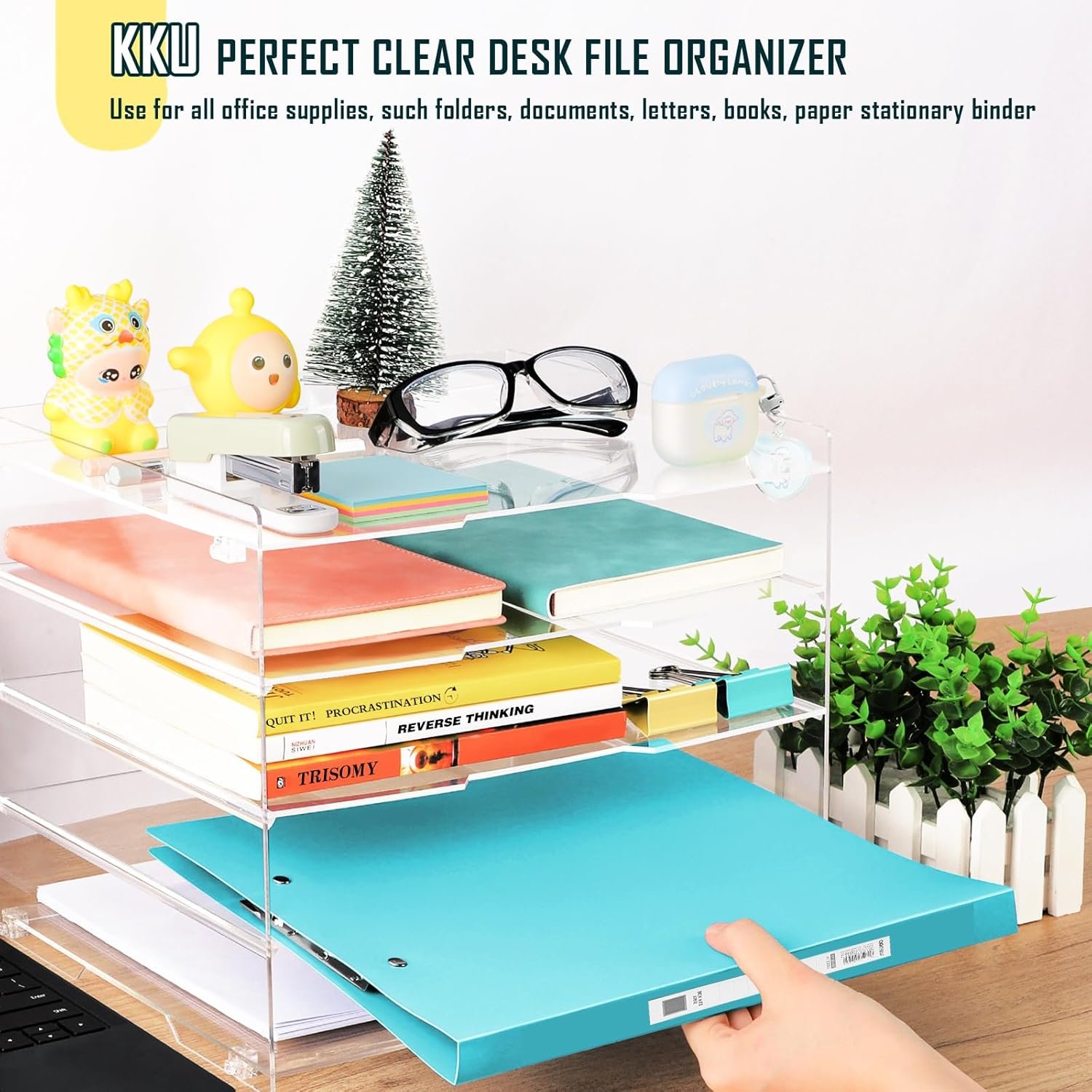 oem odm kku 5 tier clear acrylic desk organizer - letter tray paper file desk organizer and accessories for office supplies factory & wholesale supplier