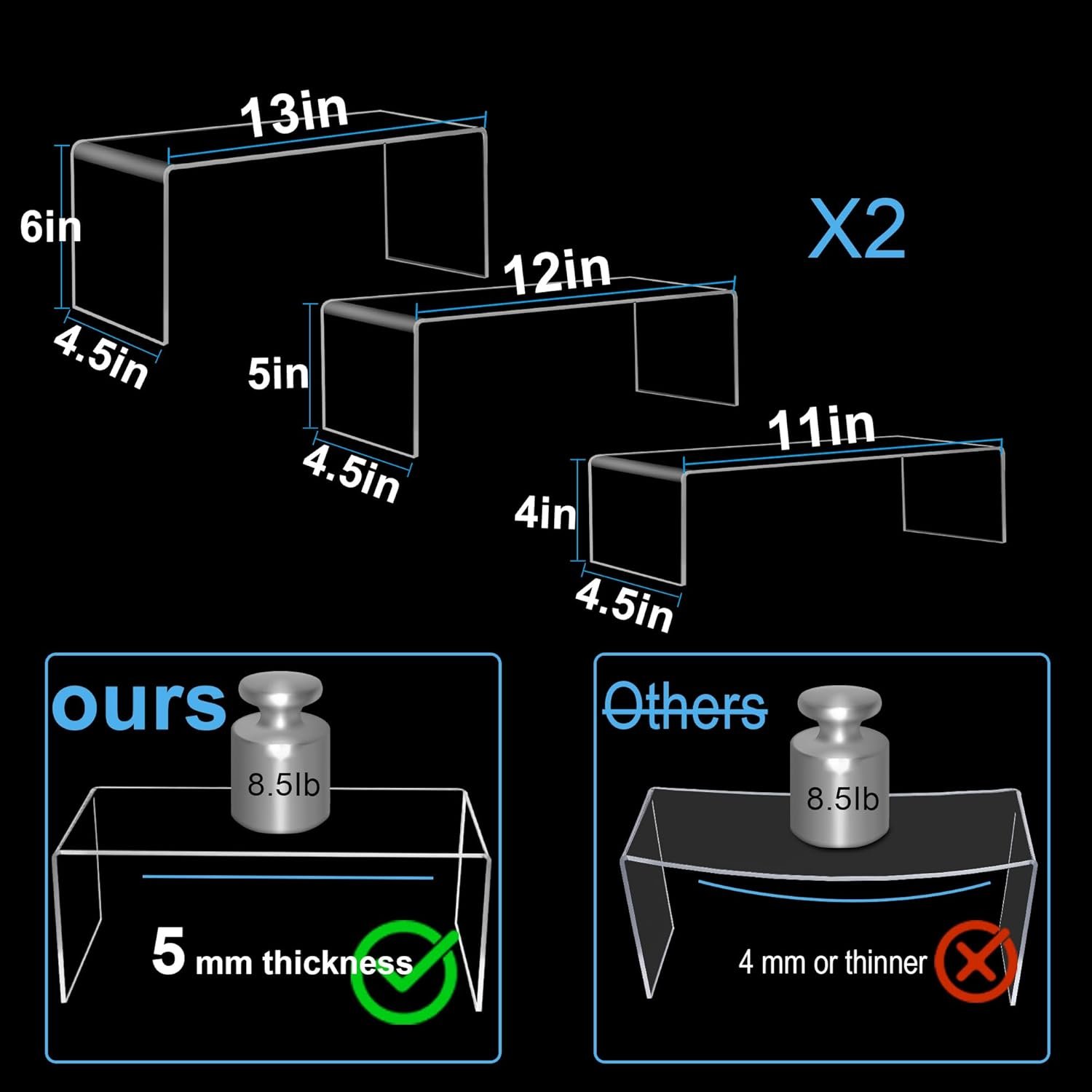 oem odm acrylic stands for display ，6 pcs 13