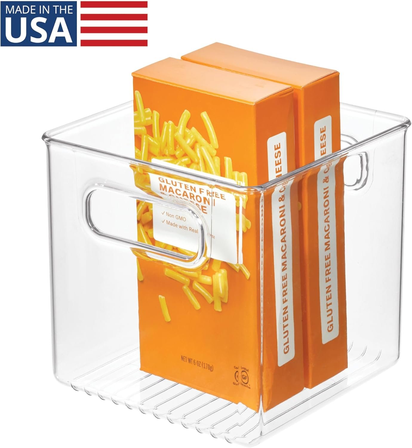 oem odm idesign recycled plastic pantry and kitchen storage, freezer and fridge organizer bin with easy grip handles – 6” x 6” x 6”, clear factory & wholesale supplier