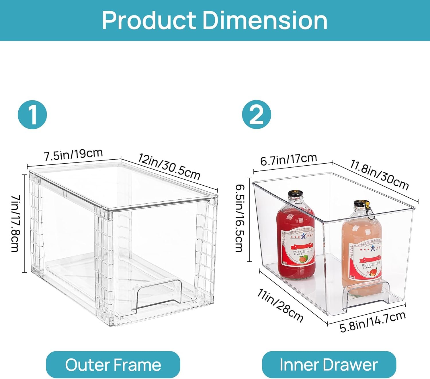 oem odm vtopmart 4pack large stackable kitchen pantry storage drawers, clear organizer bins with handles, acrylic drawer organizers for kitchen pantry, bathroom undersink, cabinet organization and storage factory & wholesale supplier
