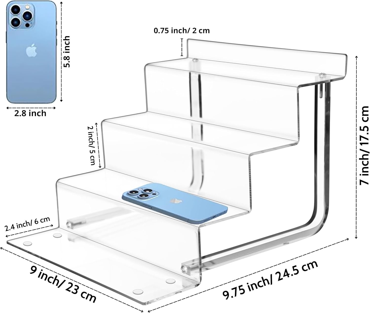 oem odm amt 9x7 inch acrylic riser display shelf, 4 tier display riser for with figures, perfume organizer, tiered stand riser decoration organizer factory & wholesale supplier