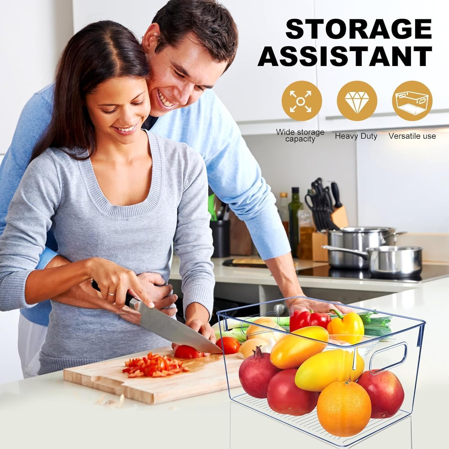 oem odm set of 8 clear plastic storage bins, pantry organization and storage, transparent, plastic, 4 small + 4 large factory & wholesale supplier